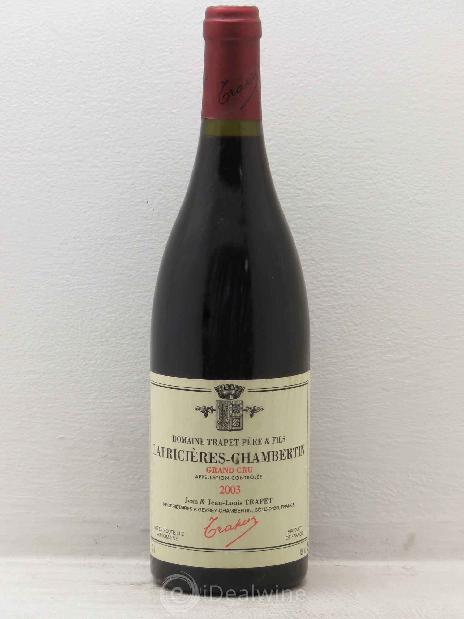 Latricières-Chambertin Grand Cru Domaine Trapet 2003 - Lot de 1 bouteille - 0
