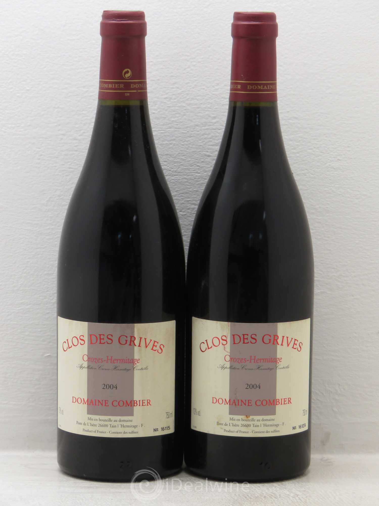 Crozes-Hermitage Clos des Grives Combier 2004 - Lot de 2 bouteilles - 0