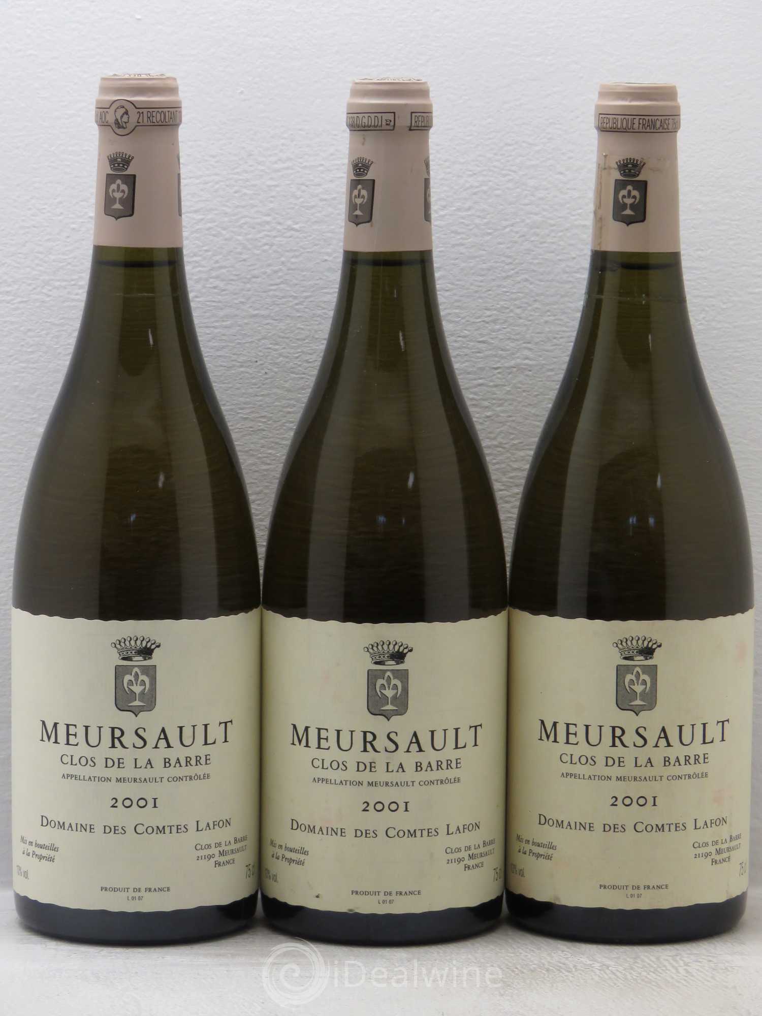 Meursault Clos de la Barre Comtes Lafon (Domaine des) 2001 - Lot de 3 bouteilles - 0