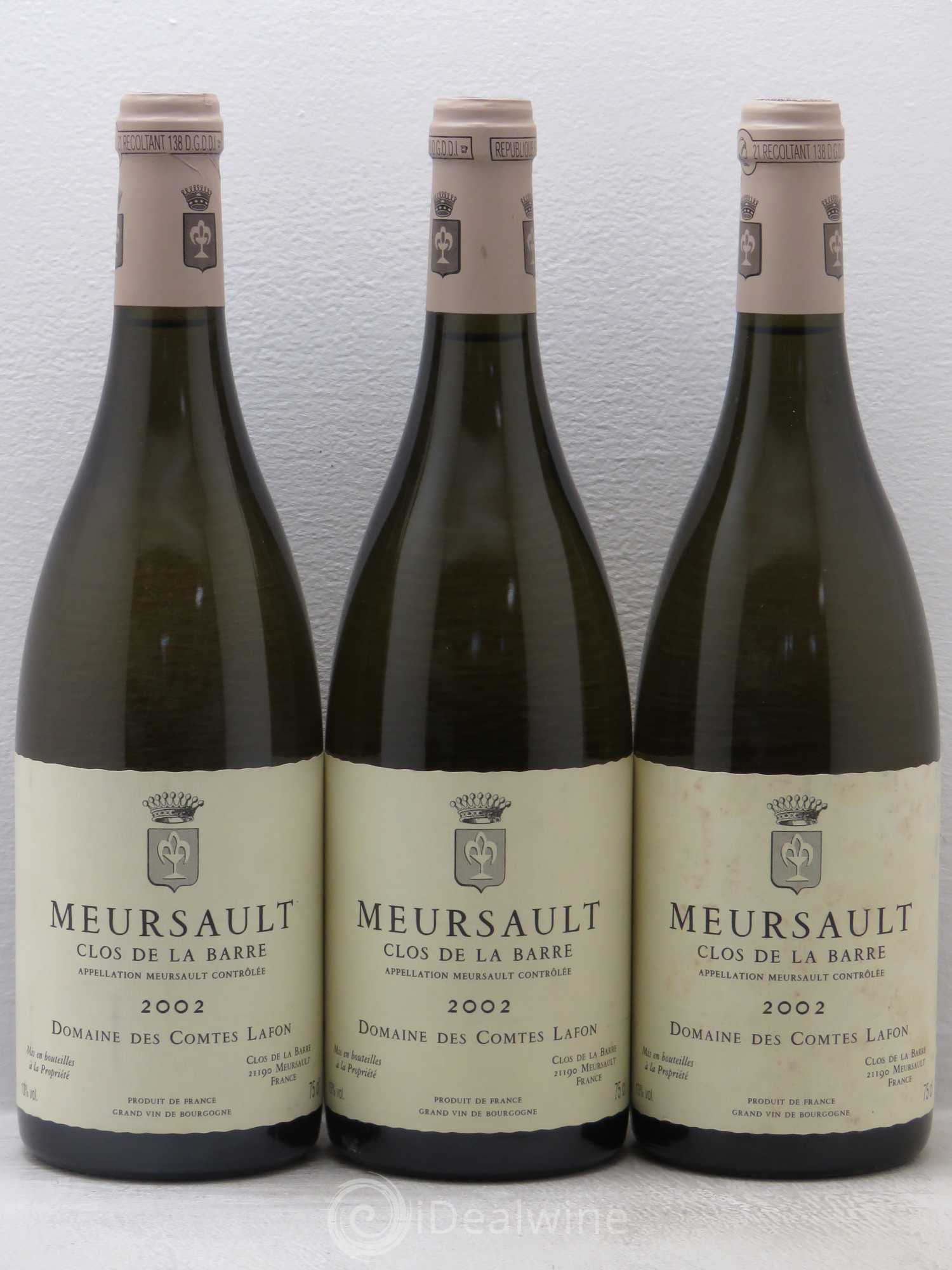 Meursault Clos de la Barre Comtes Lafon (Domaine des) 2002 - Lot de 3 bouteilles - 0