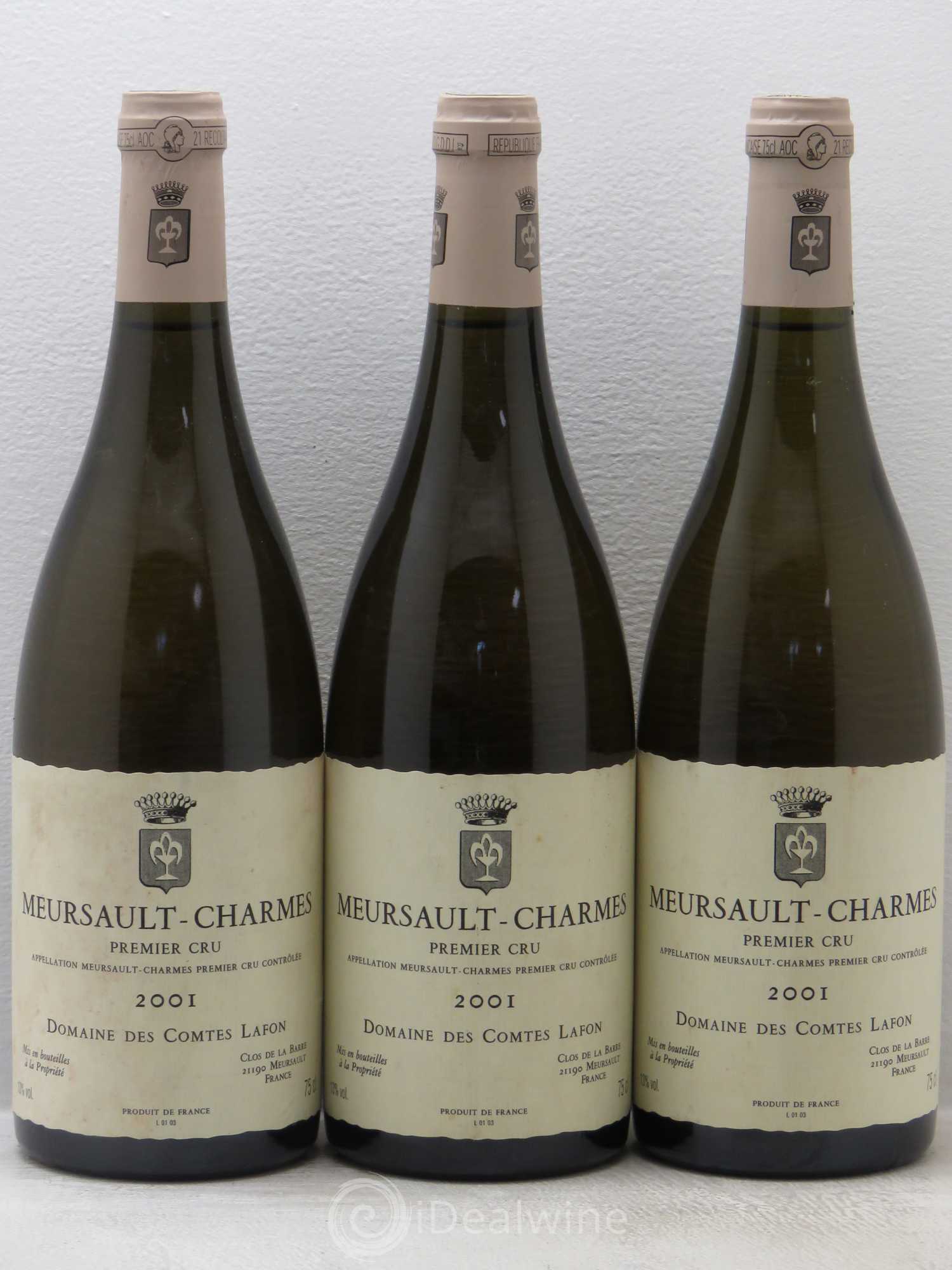 Meursault 1er Cru Charmes Comtes Lafon (Domaine des) 2001 - Lot de 3 bouteilles - 0