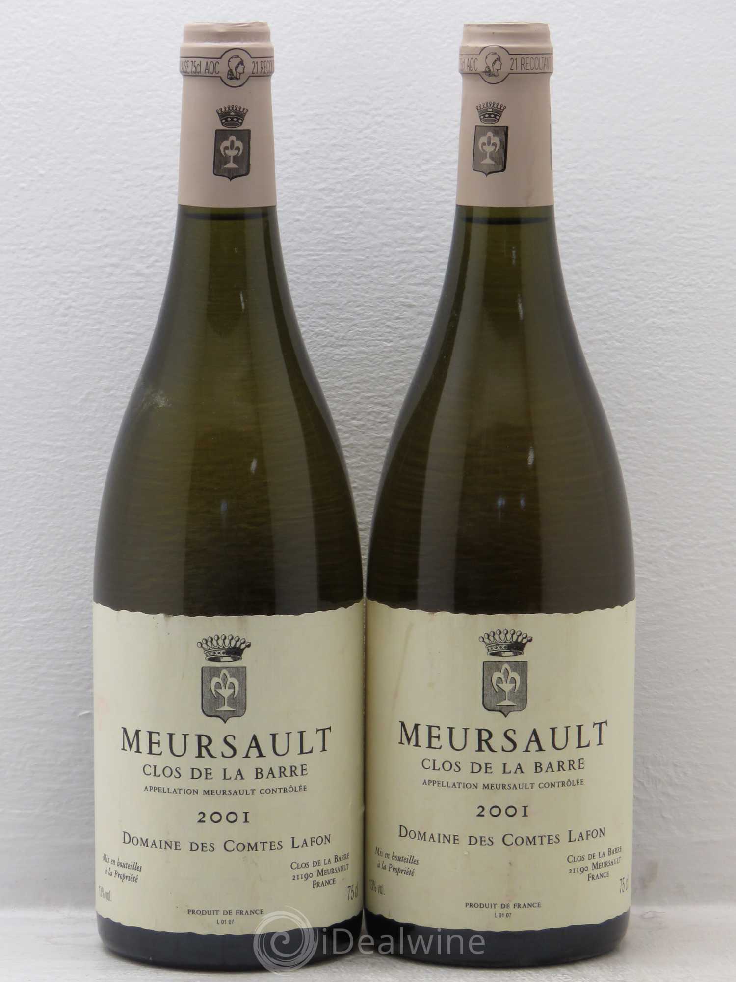 Meursault Clos de la Barre Comtes Lafon (Domaine des) 2001 - Lot de 2 bouteilles - 0