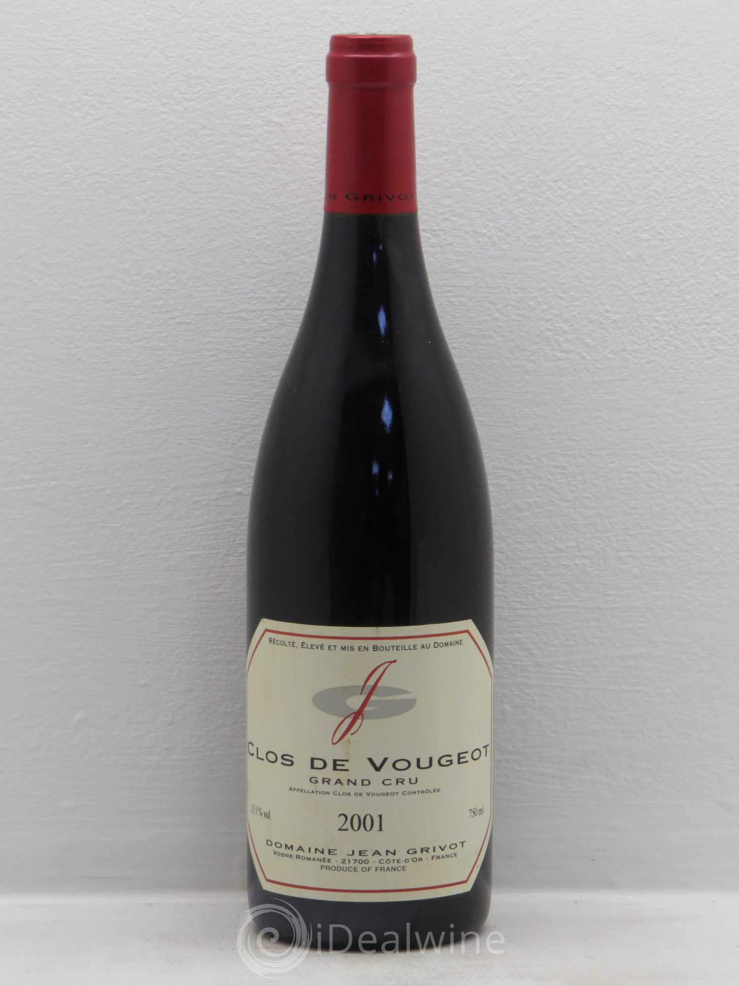 Clos de Vougeot Grand Cru Jean Grivot 2001 - Lot de 1 bouteille - 0