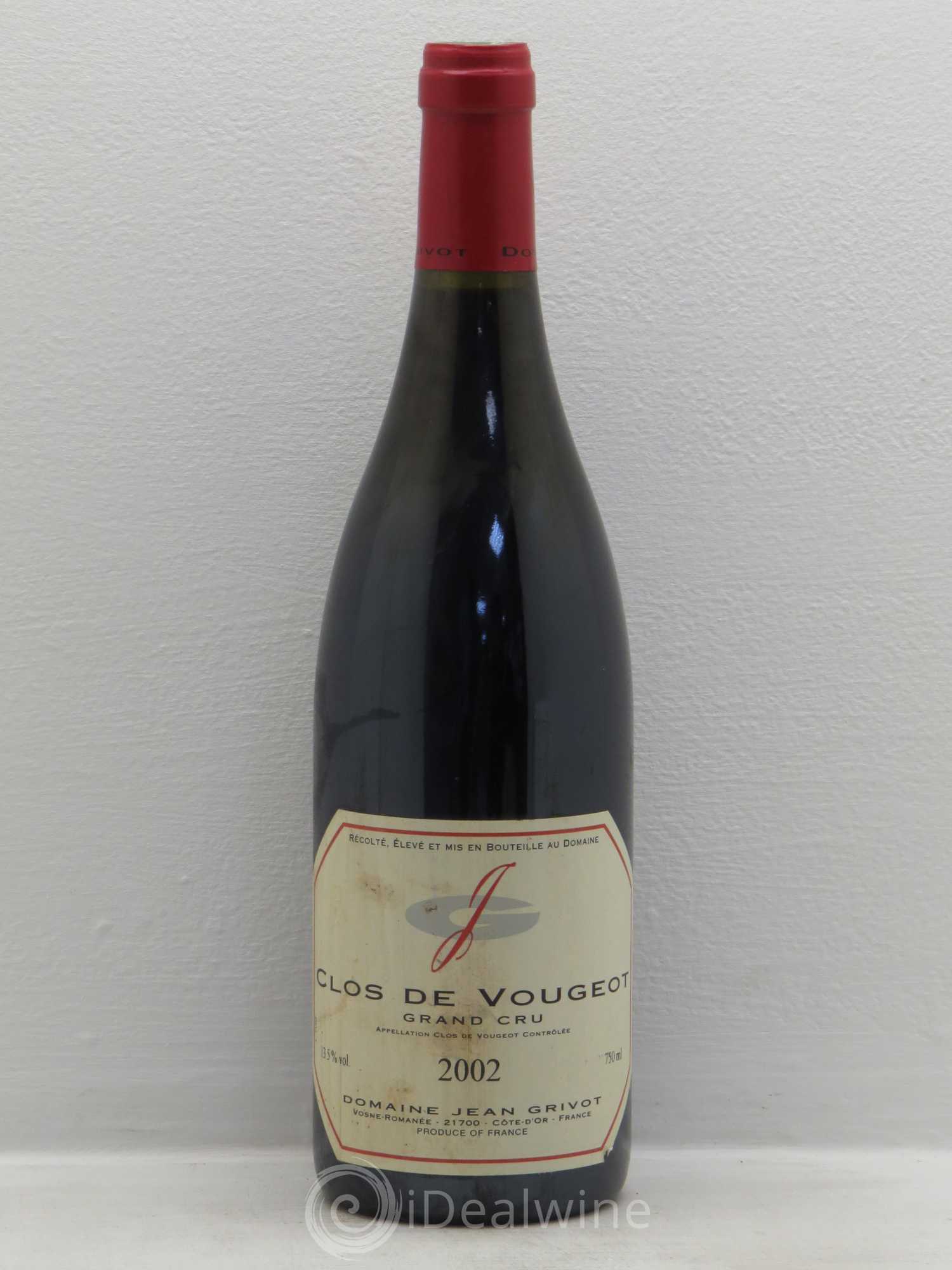 Clos de Vougeot Grand Cru Jean Grivot 2002 - Lot de 1 bouteille - 0