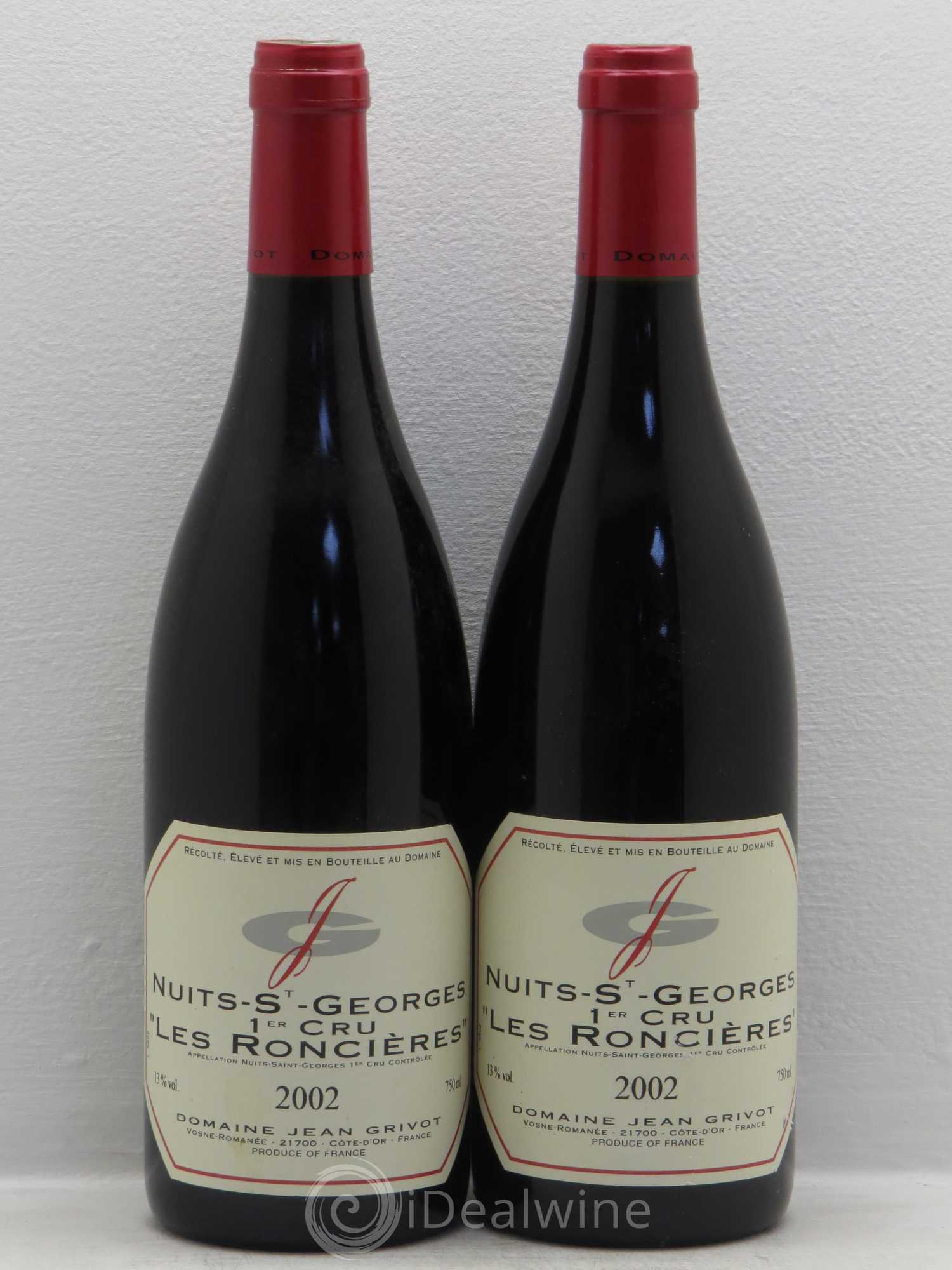 Nuits-Saint-Georges 1er Cru Roncière Jean Grivot 2002 - Lot de 2 bouteilles - 0