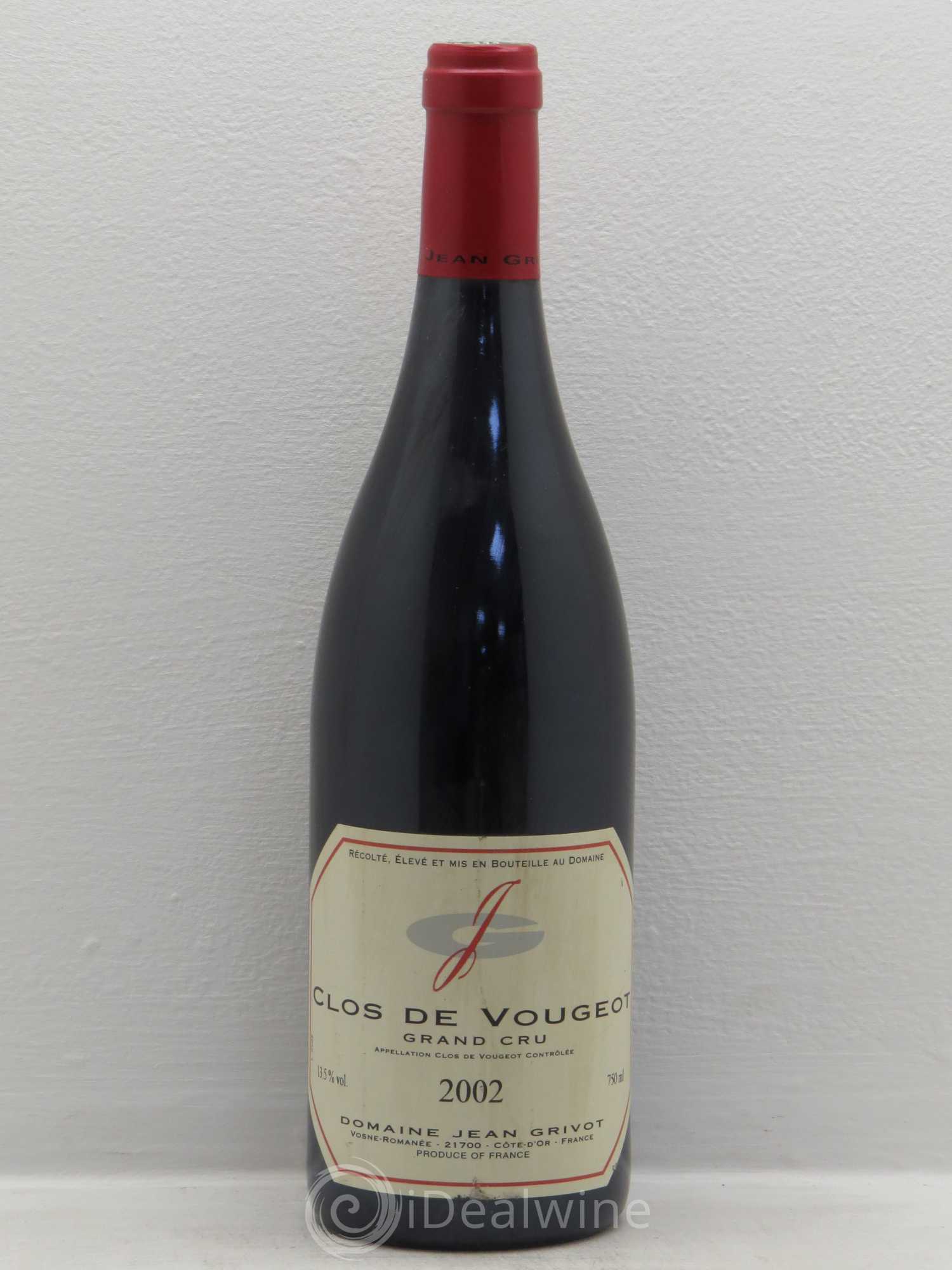 Clos de Vougeot Grand Cru Jean Grivot 2002 - Lot de 1 bouteille - 0