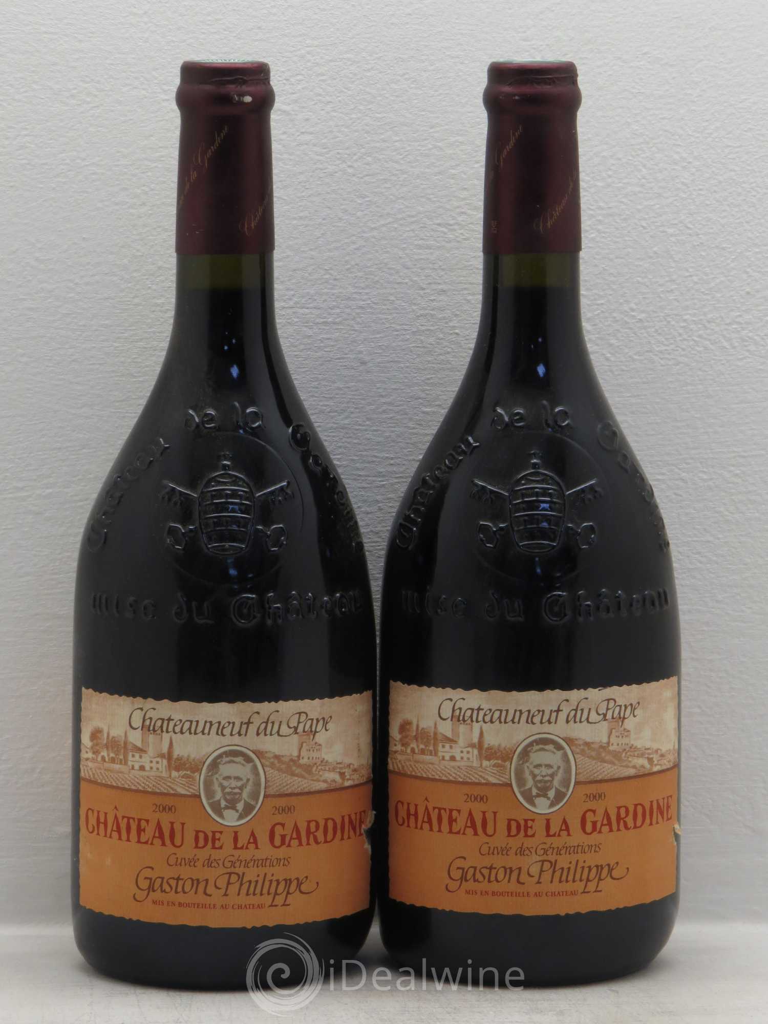 Châteauneuf-du-Pape Château de La Gardine Cuvée des Générations Gaston Philippe Famille Brunel 2000 - Lot de 2 bouteilles - 0