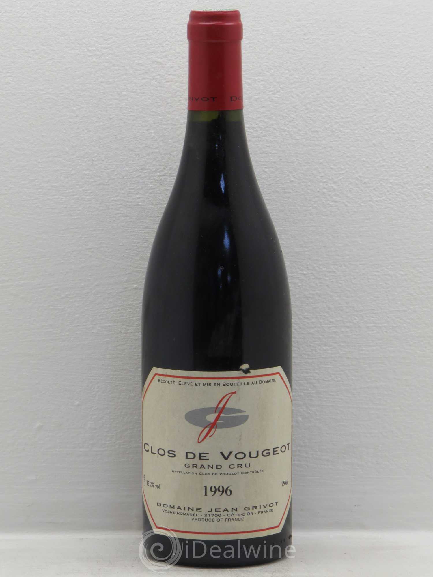 Clos de Vougeot Grand Cru Jean Grivot 1996 - Lot de 1 bouteille - 0