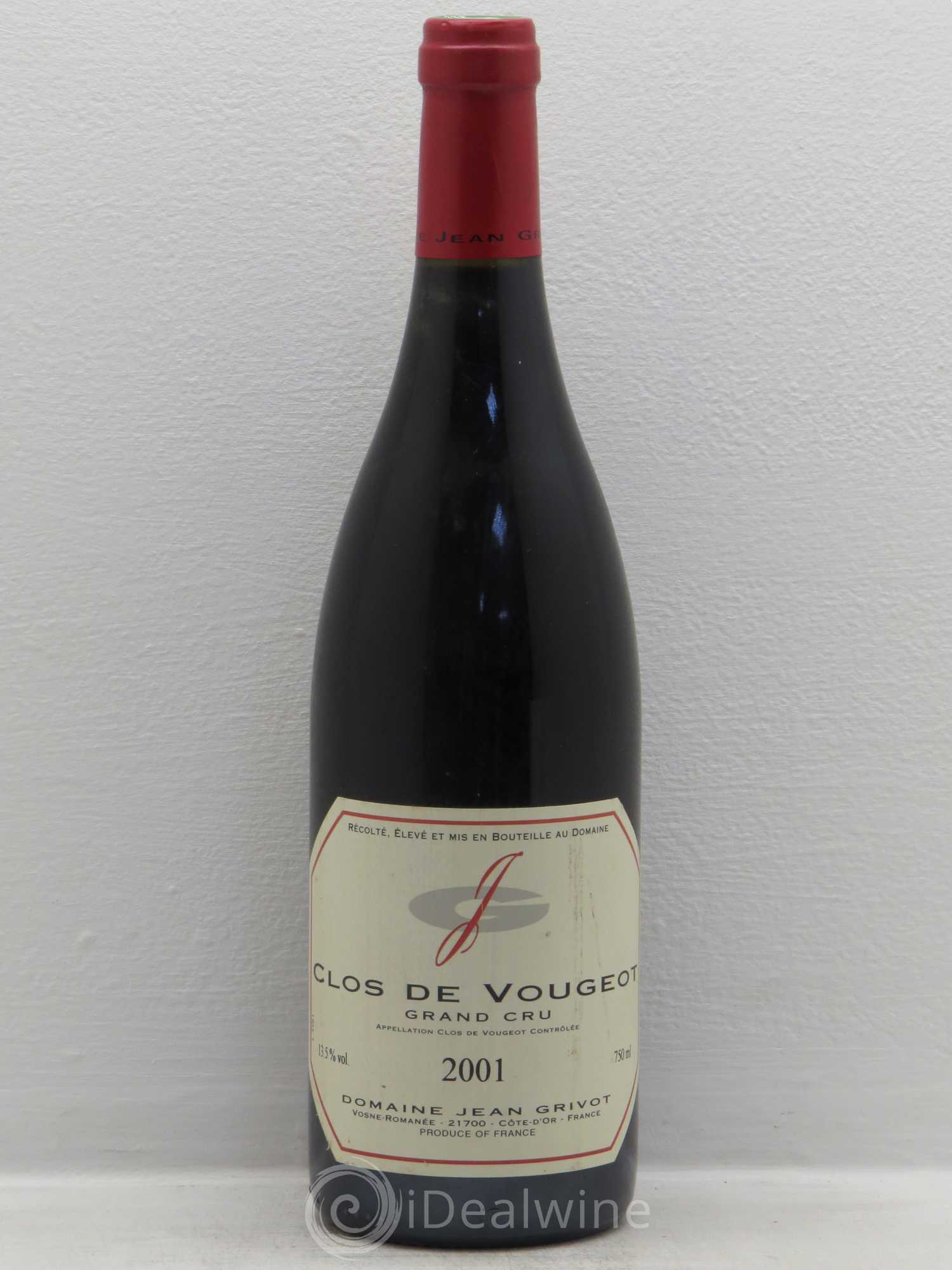 Clos de Vougeot Grand Cru Jean Grivot 2001 - Lot de 1 bouteille - 0
