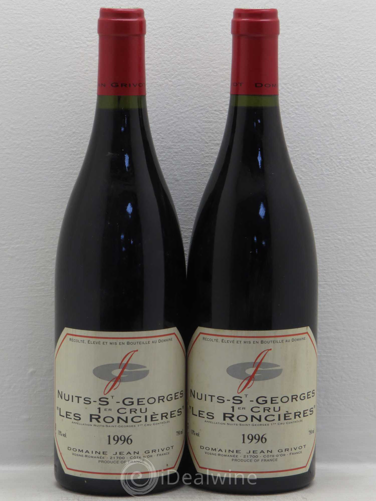 Nuits-Saint-Georges 1er Cru Roncière Jean Grivot 1996 - Lot de 2 bouteilles - 0