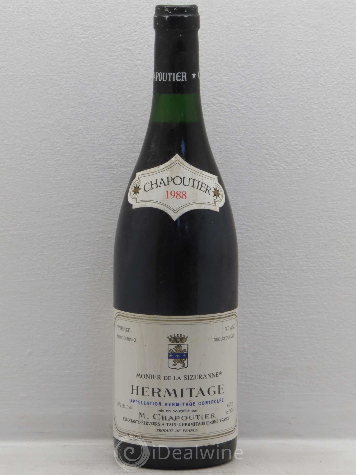 Hermitage Monier de La Sizeranne Chapoutier 1988 - Lot de 1 bouteille - 0