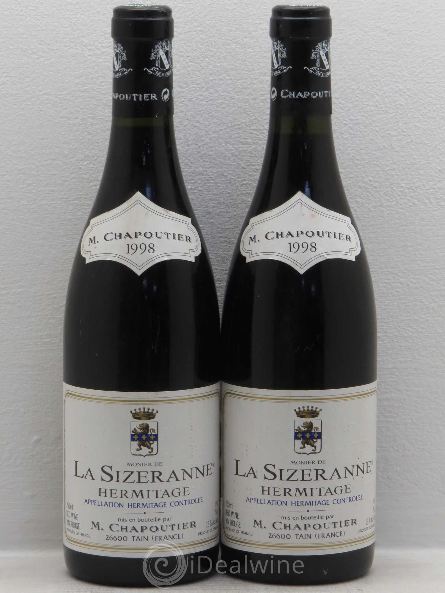 Hermitage Monier de La Sizeranne Chapoutier 1998 - Lot de 2 bouteilles - 0