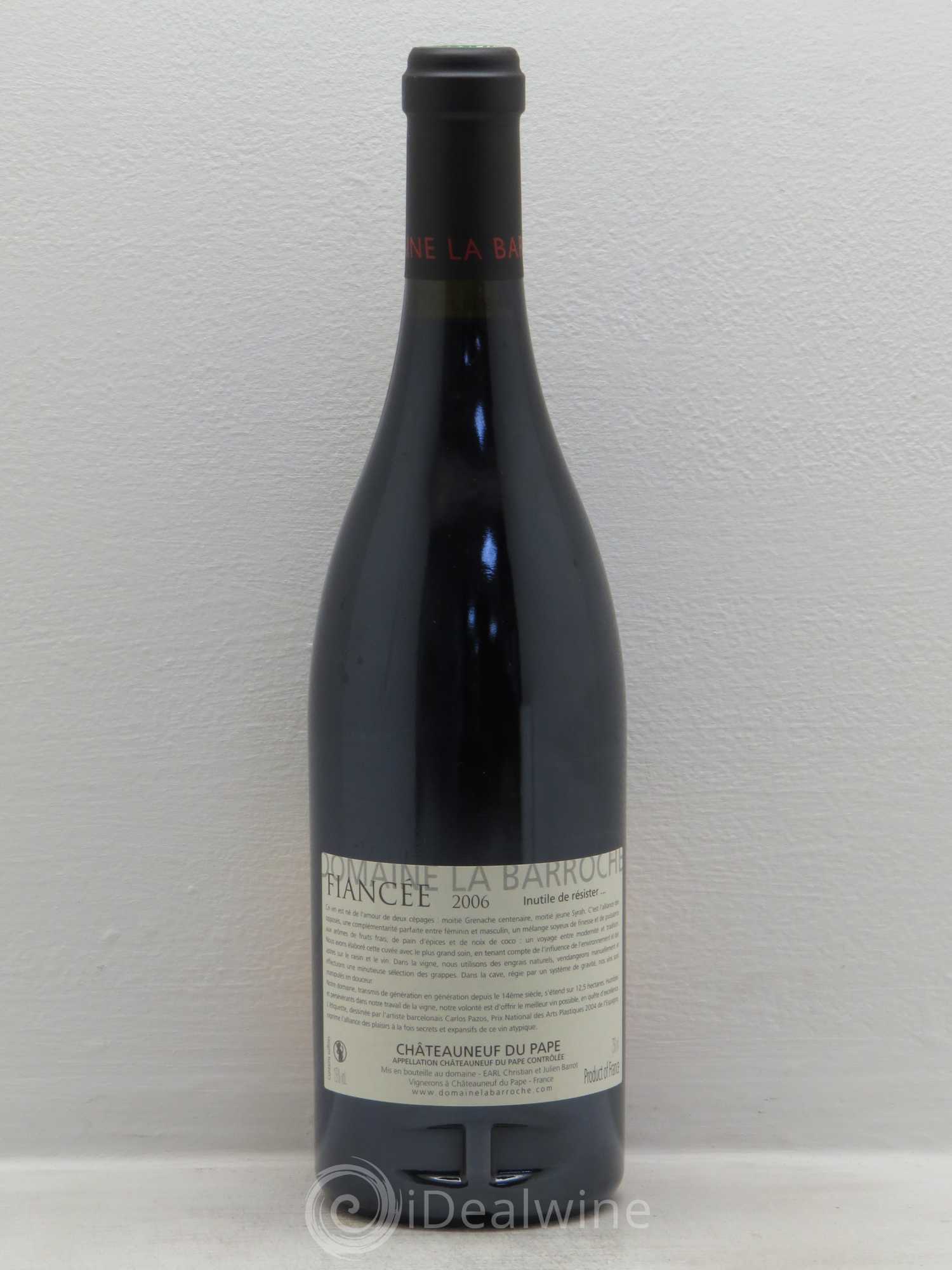 Châteauneuf-du-Pape La Barroche (Domaine de) Cuvée Fiancée Julien Barrot 2006 - Lot de 1 bouteille - 1
