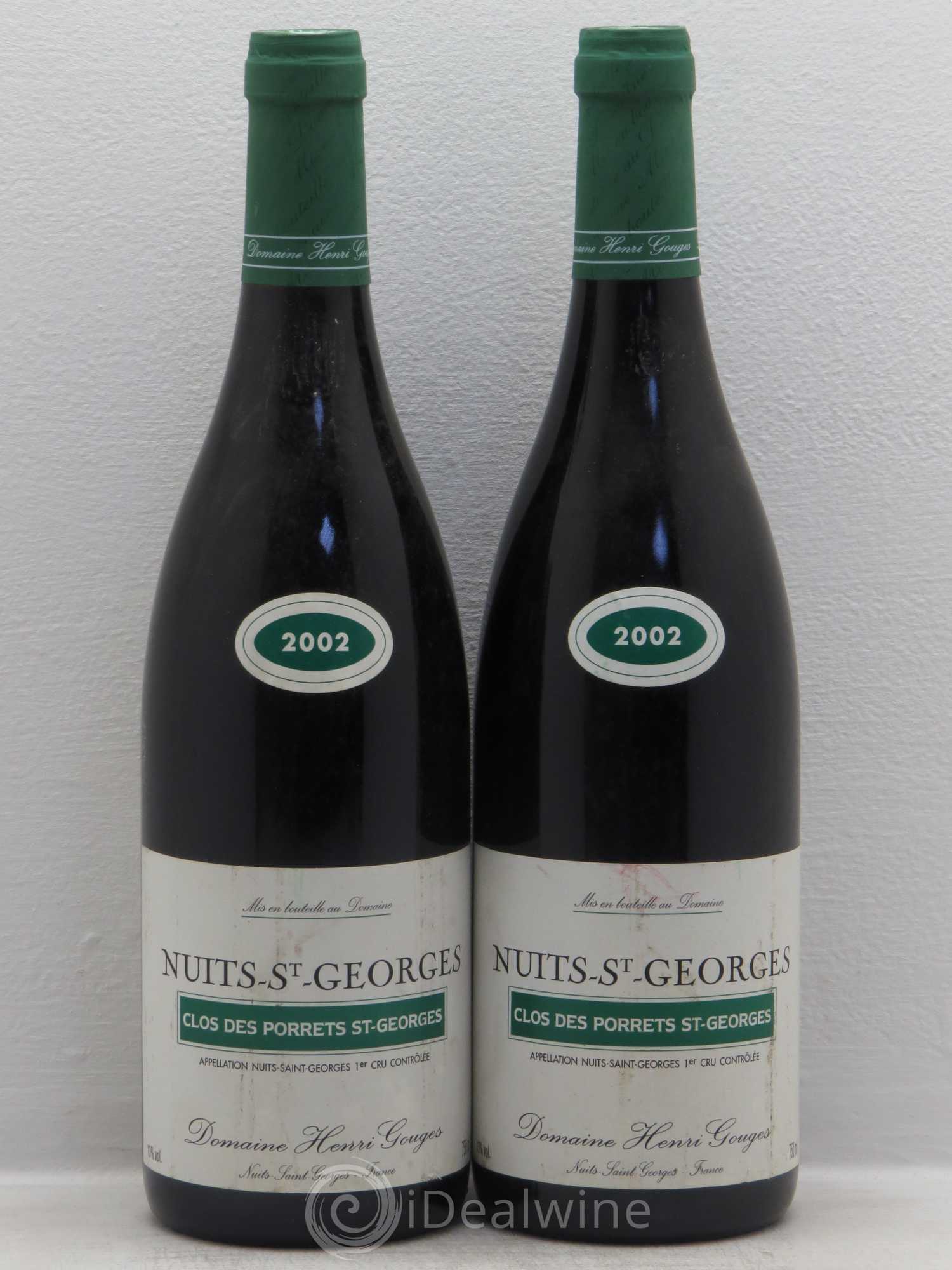 Nuits-Saint-Georges 1er Cru Clos des Porrets St Georges Henri Gouges 2002 - Lot de 2 bouteilles - 0