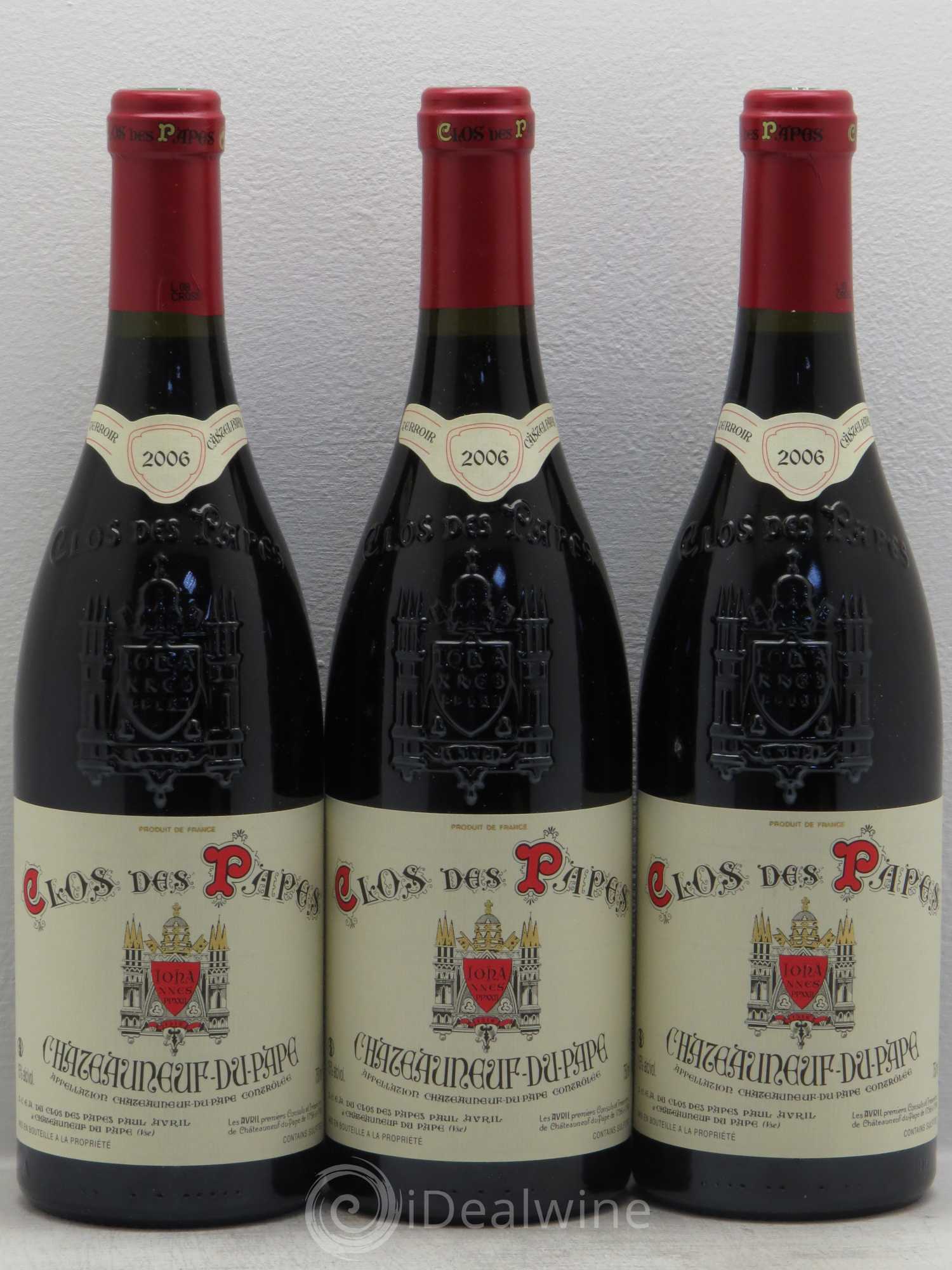 Châteauneuf-du-Pape Clos des Papes - Paul Avril 2006 - Lot de 3 bouteilles - 0