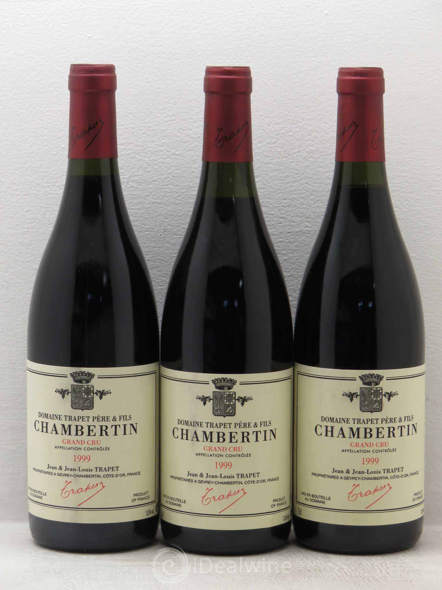 Chambertin Grand Cru Domaine Trapet 1999 - Lot de 3 bouteilles - 0