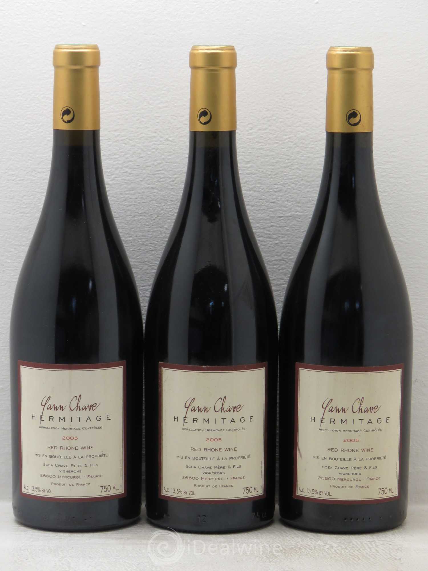 Hermitage Yann Chave 2005 - Lot de 3 bouteilles - 0