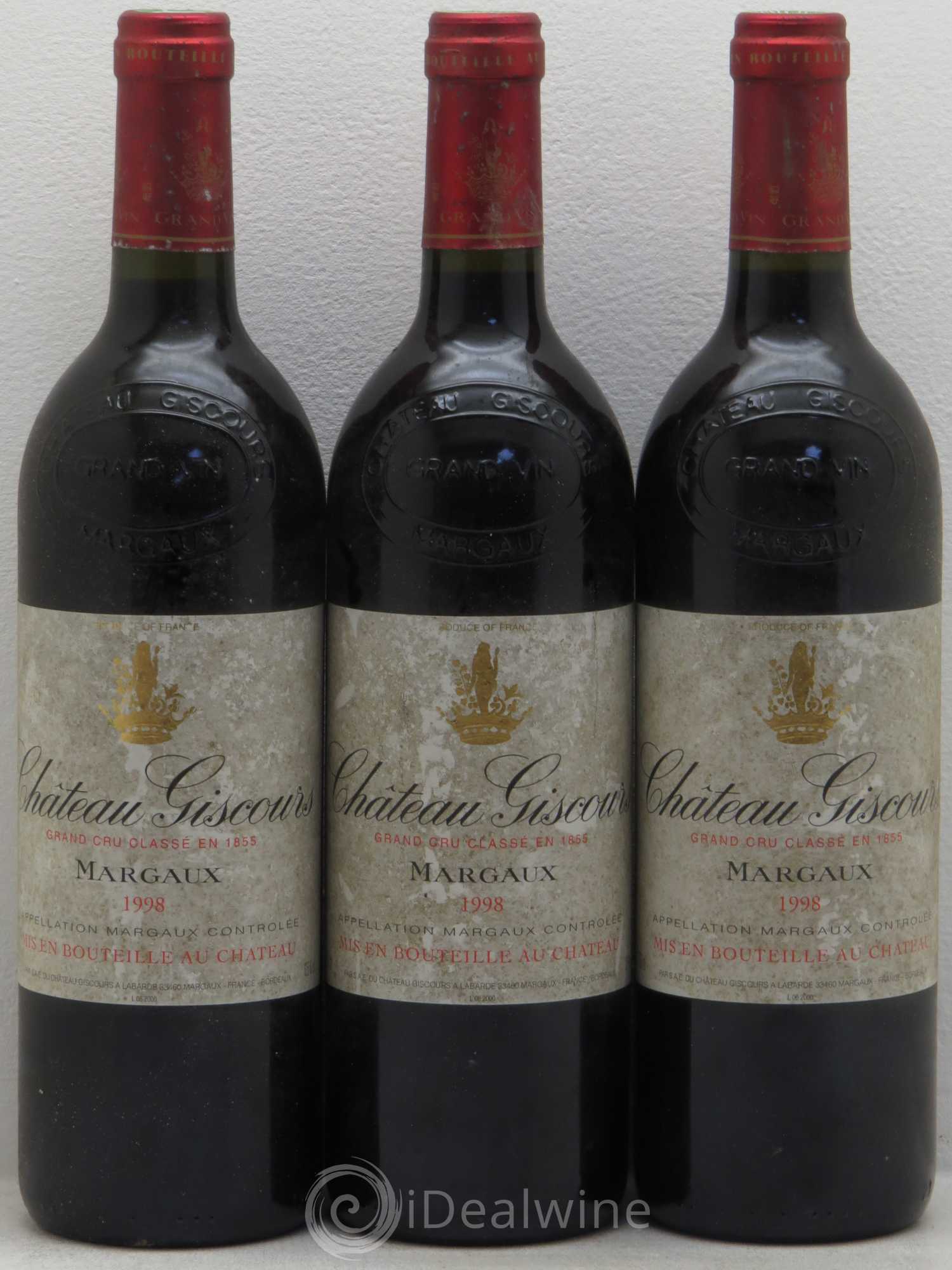Château Giscours 3ème Grand Cru Classé 1998 - Lot de 3 bouteilles - 0