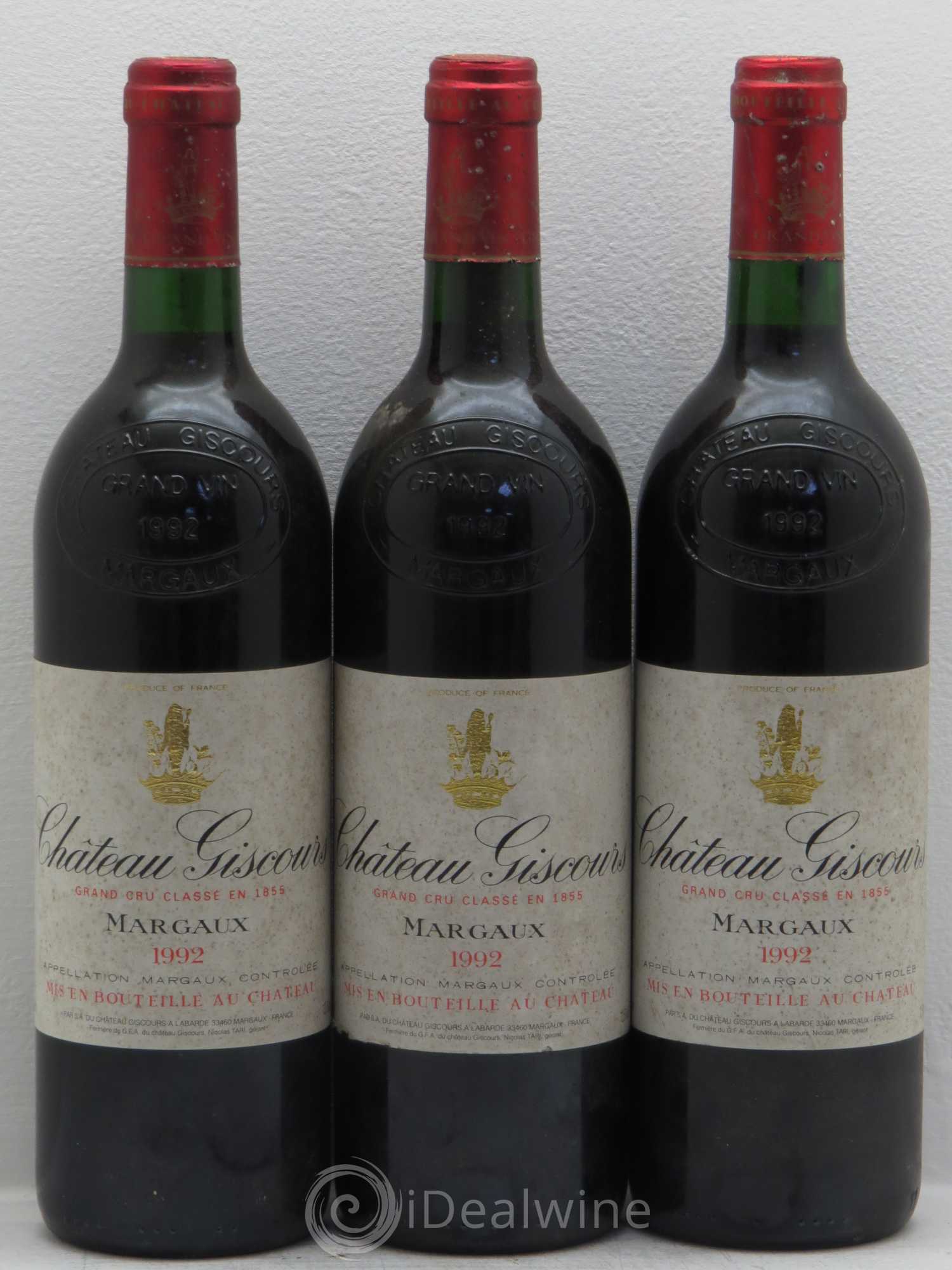 Château Giscours 3ème Grand Cru Classé 1992 - Lot de 3 bouteilles - 0
