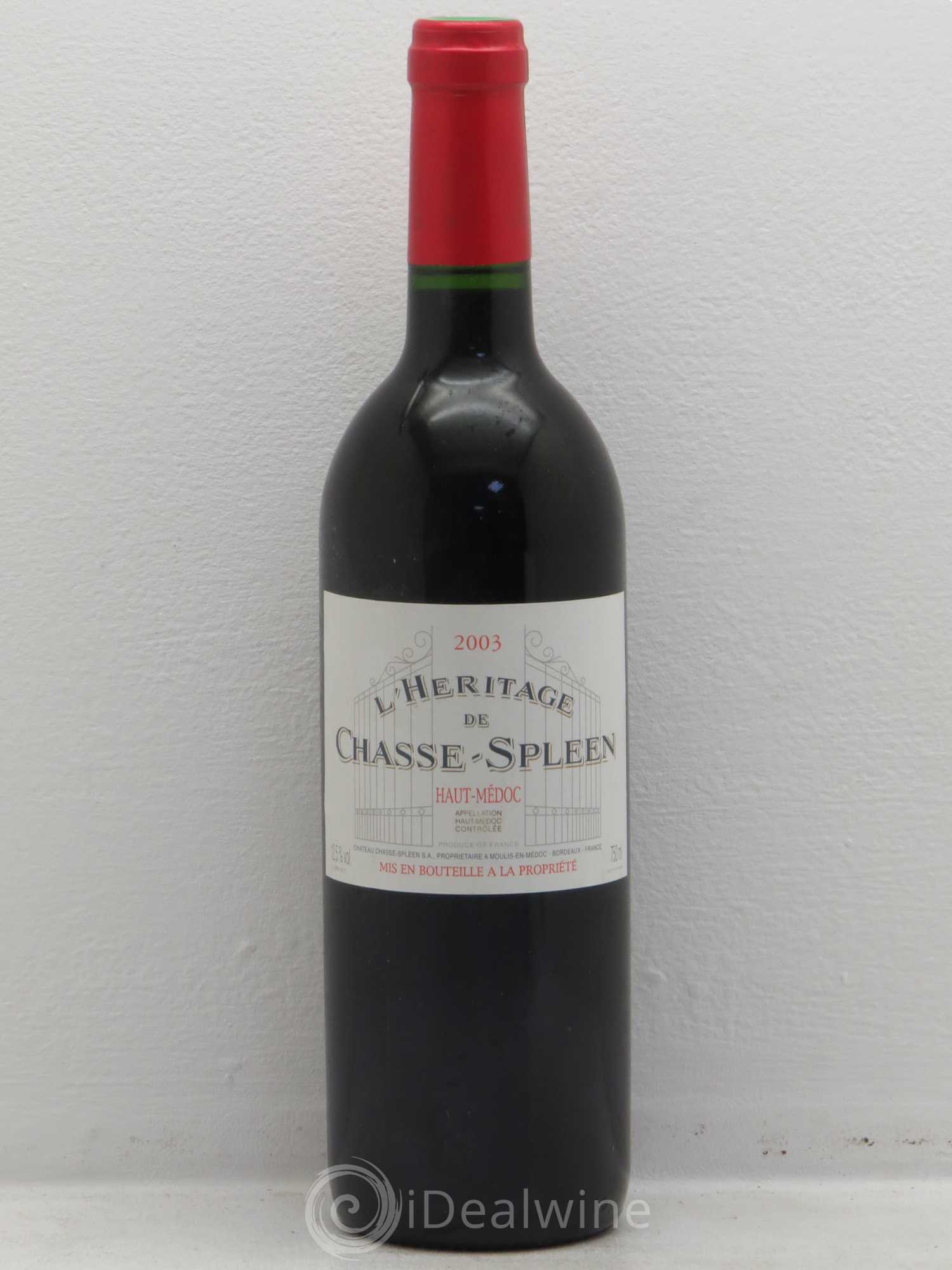 Héritage (Ermitage) de Chasse Spleen 2003 - Lot de 1 bouteille - 0