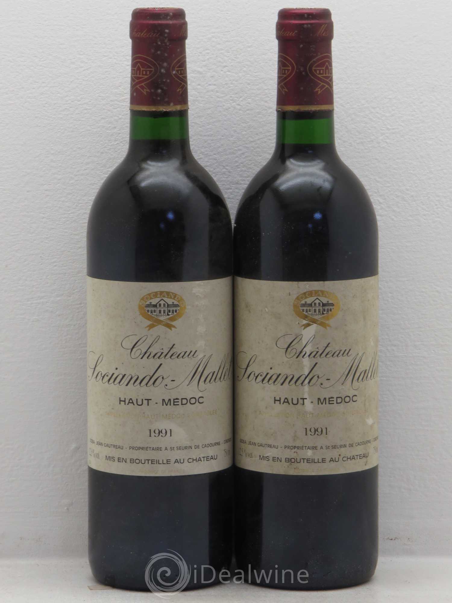 Château Sociando Mallet 1991 - Lot de 2 bouteilles - 0
