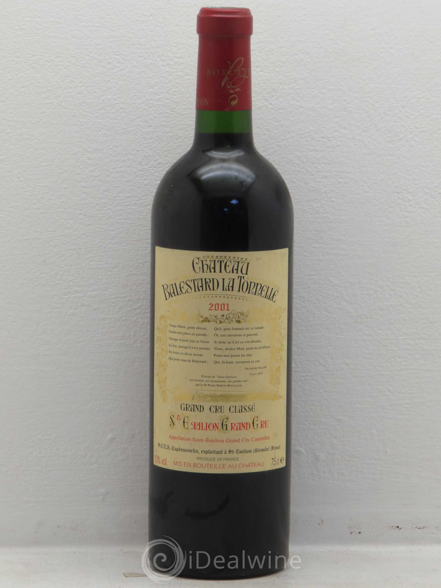 Château Balestard la Tonnelle Grand Cru Classé 2001 - Lot de 1 bouteille - 0