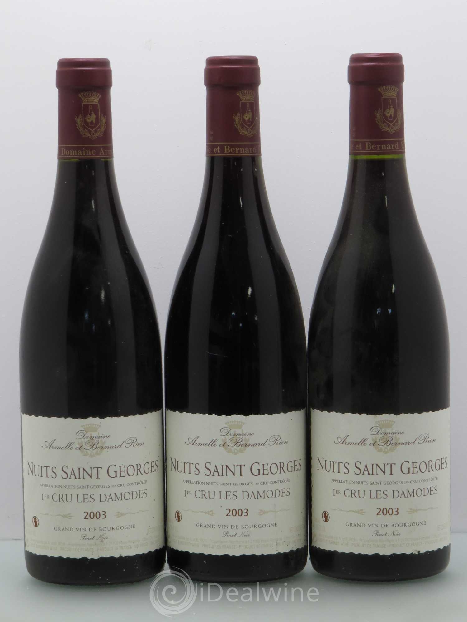 Nuits-Saint-Georges 1er Cru Les Damodes Rion 2003 - Lot de 3 bouteilles - 0