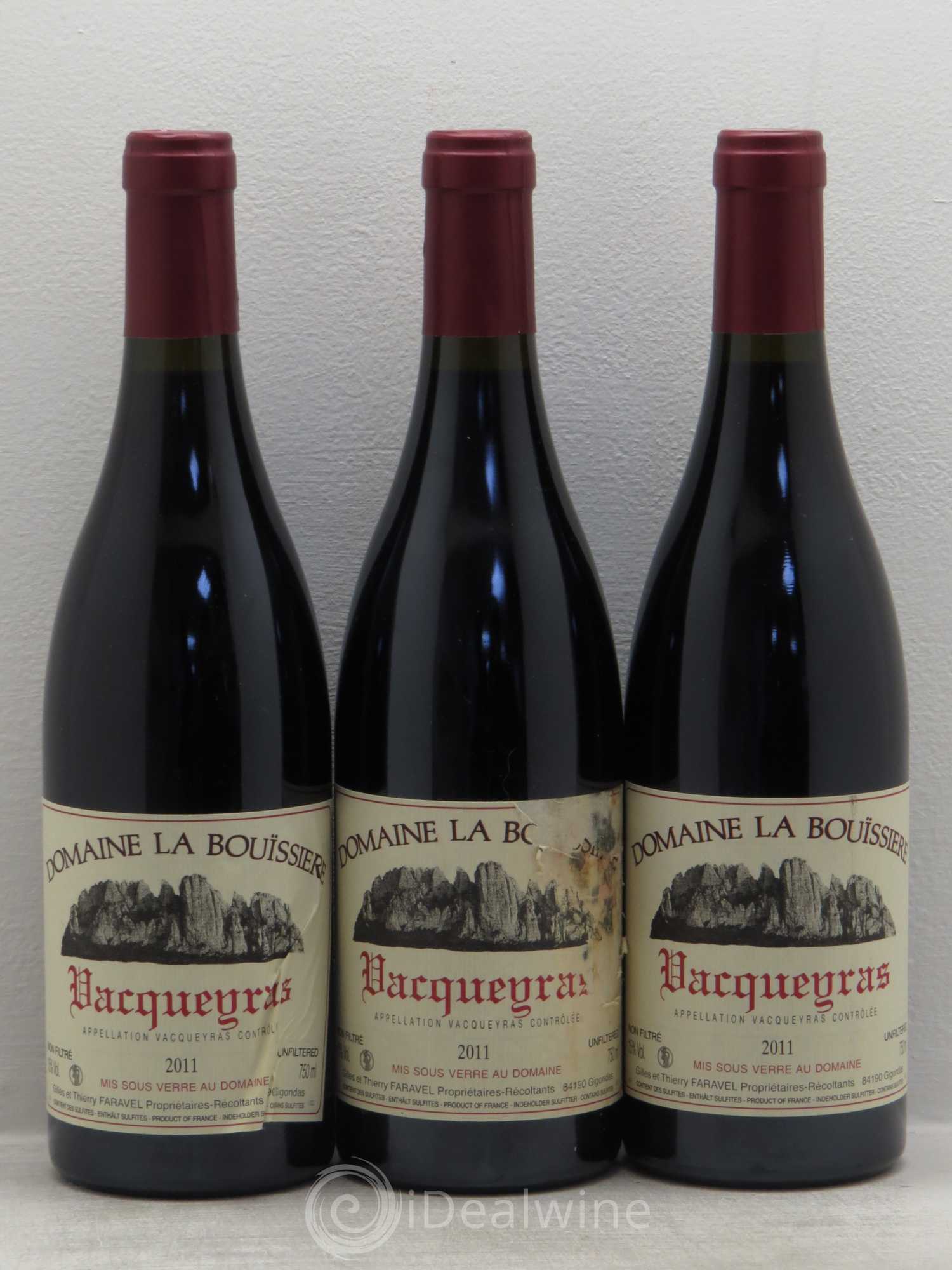 Vacqueyras La Bouïssière (Domaine) (sans prix de réserve) 2011 - Posten von 3 Flaschen - 0