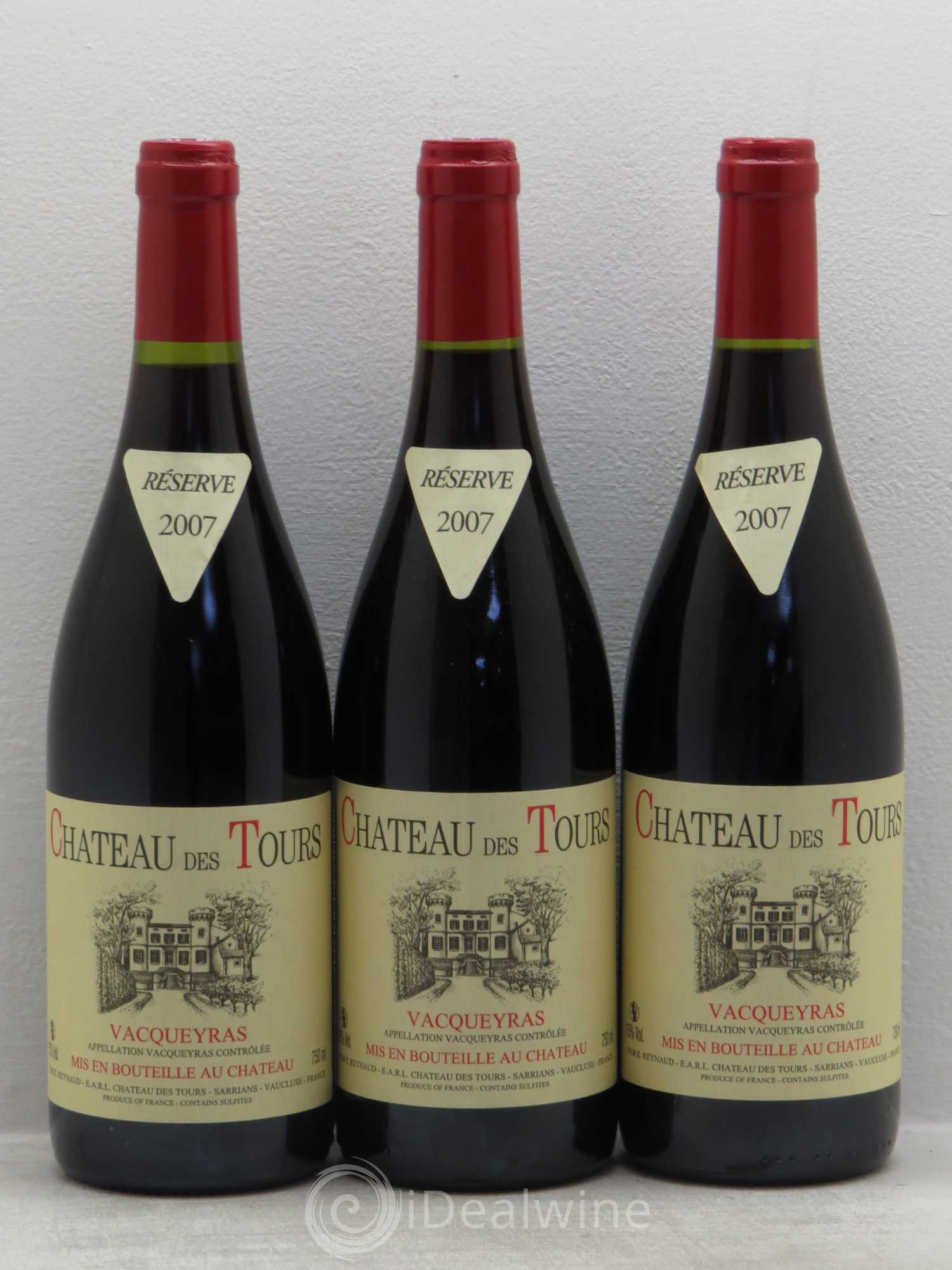 Vacqueyras Château des Tours Emmanuel Reynaud 2007 - Lot de 3 bouteilles - 0