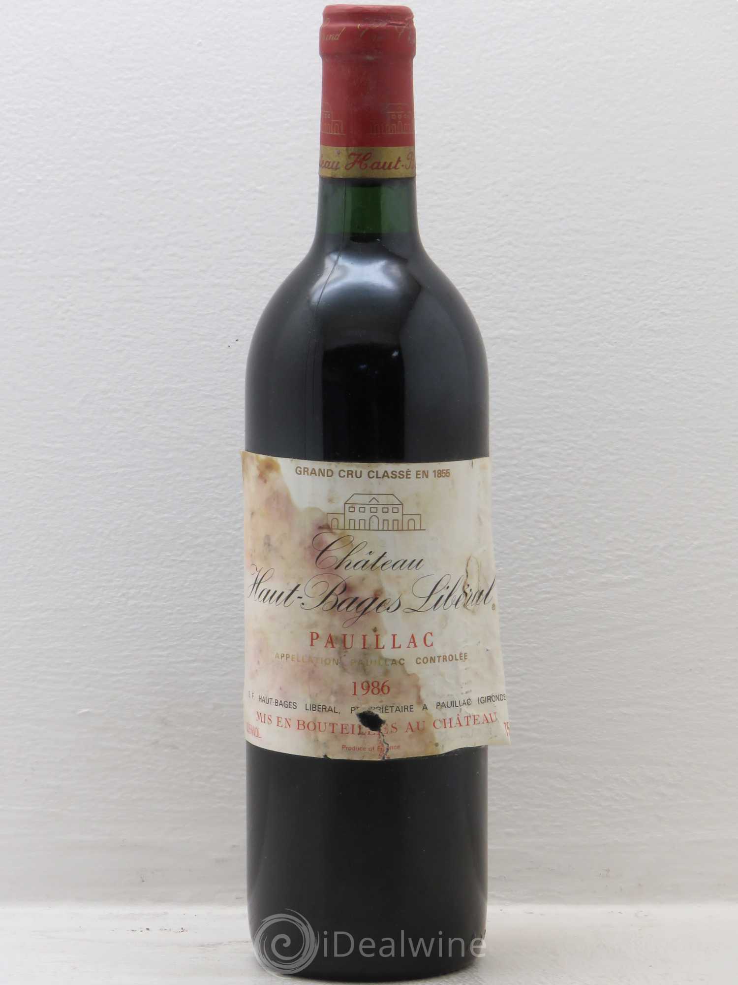 Château Haut Bages Libéral 5ème Grand Cru Classé 1986 - Lot de 1 bouteille - 0