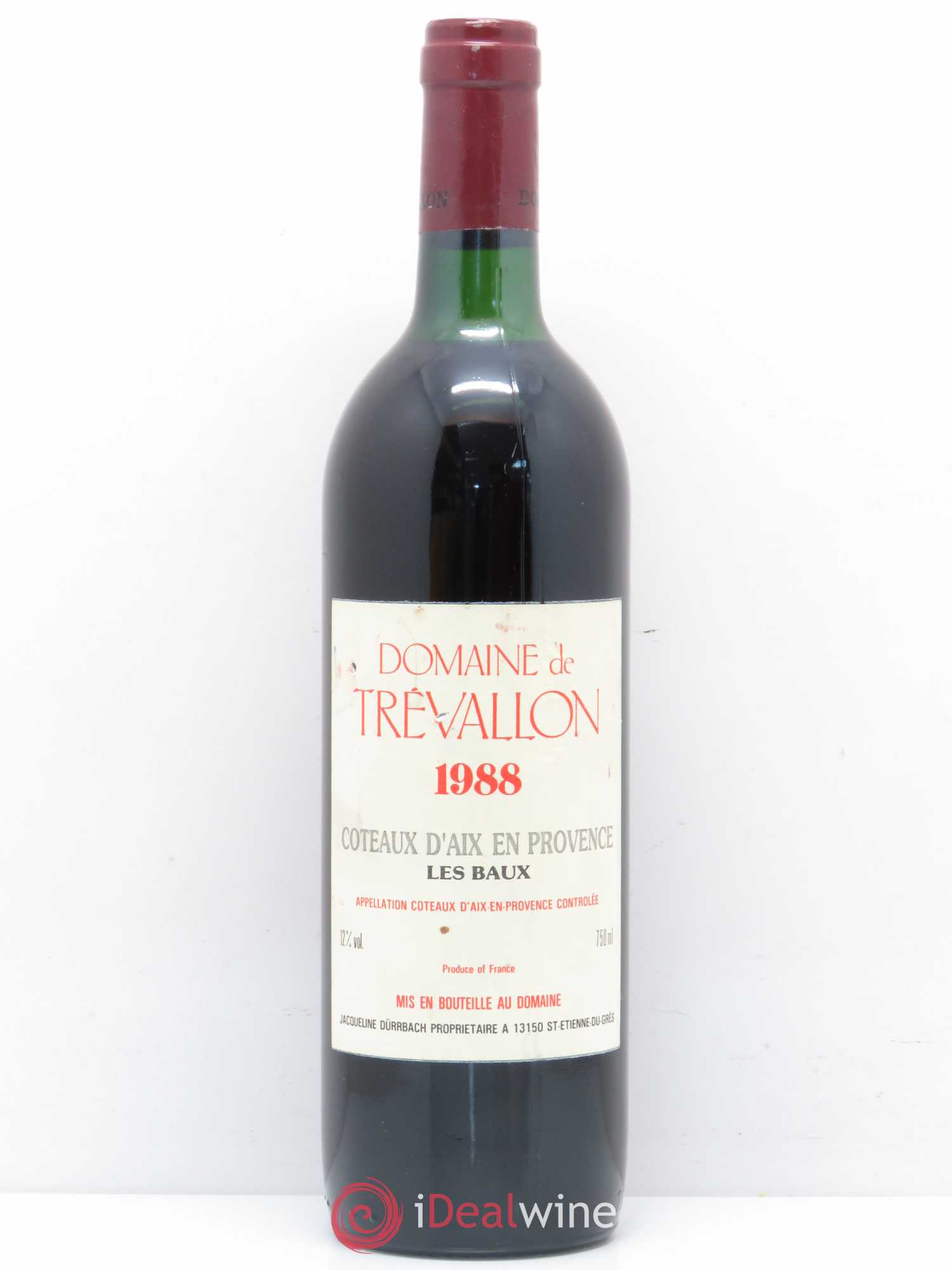 Coteaux d'Aix-en-Provence Trévallon (Domaine de) Eloi Dürrbach 1988 - Lot de 1 bouteille - 0