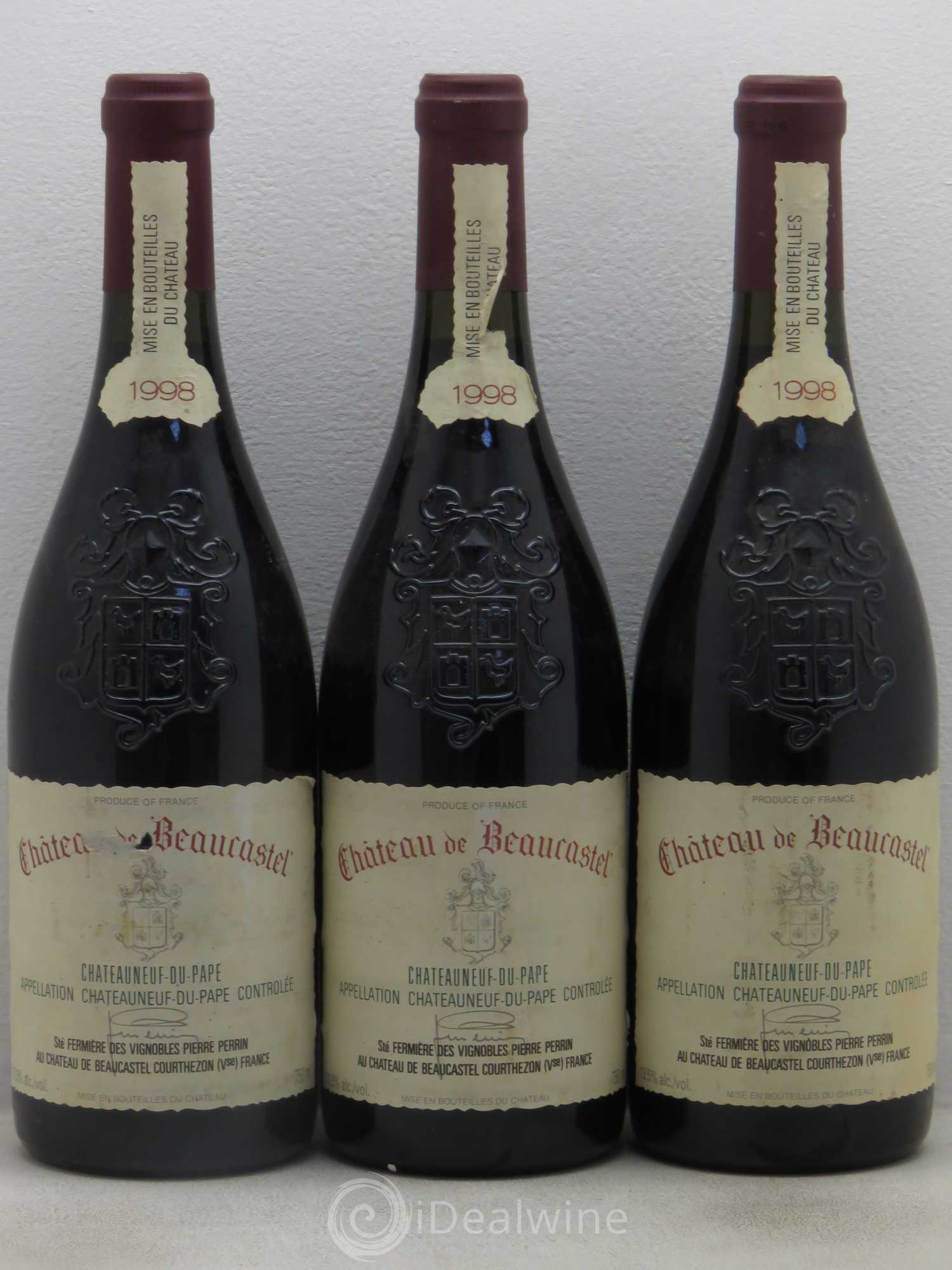 Châteauneuf-du-Pape Château de Beaucastel Famille Perrin 1998 - Lot de 3 bouteilles - 0
