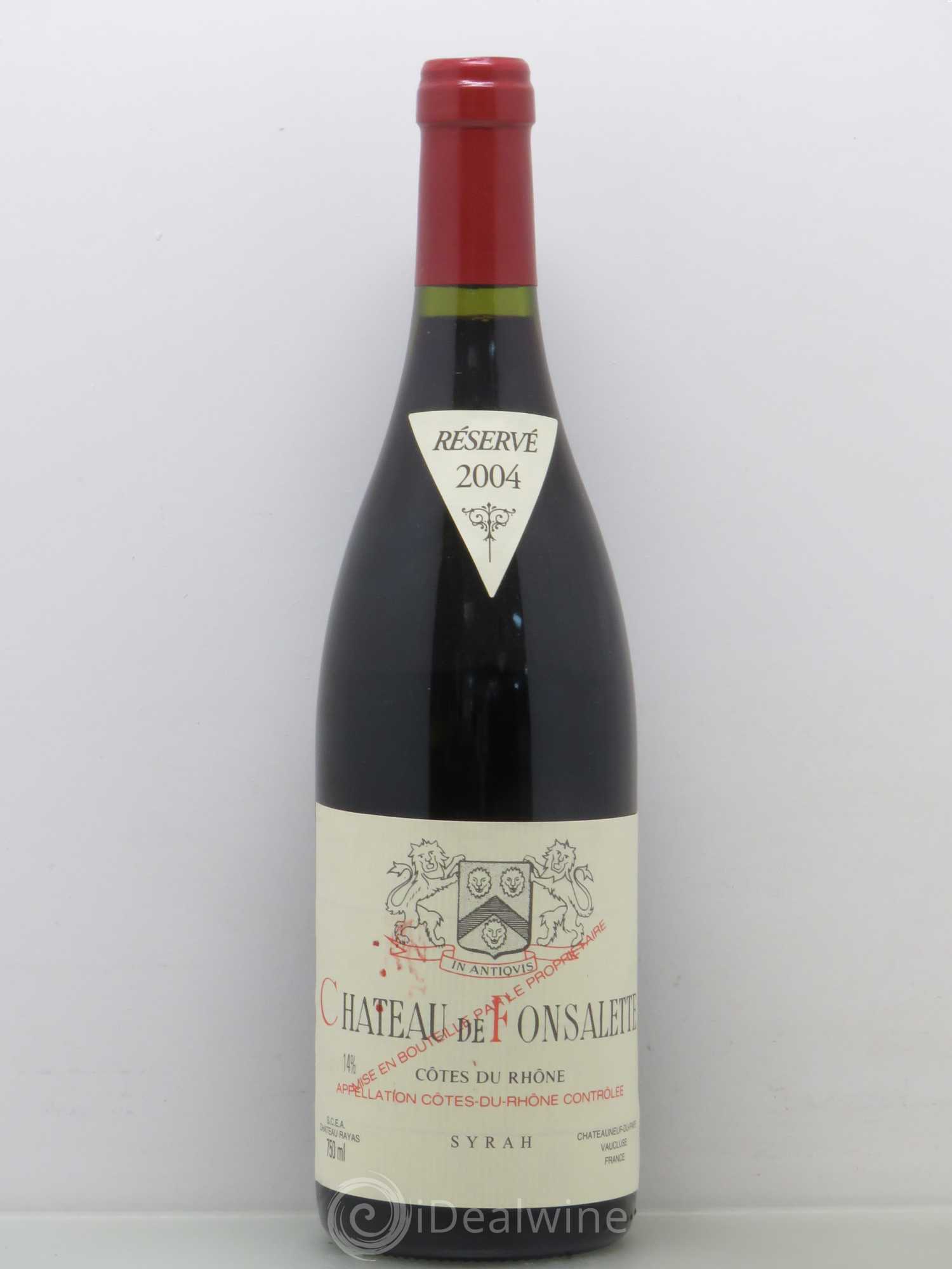 Côtes-du-Rhône Cuvée Syrah Château de Fonsalette 2004 - Lot de 1 bouteille - 0