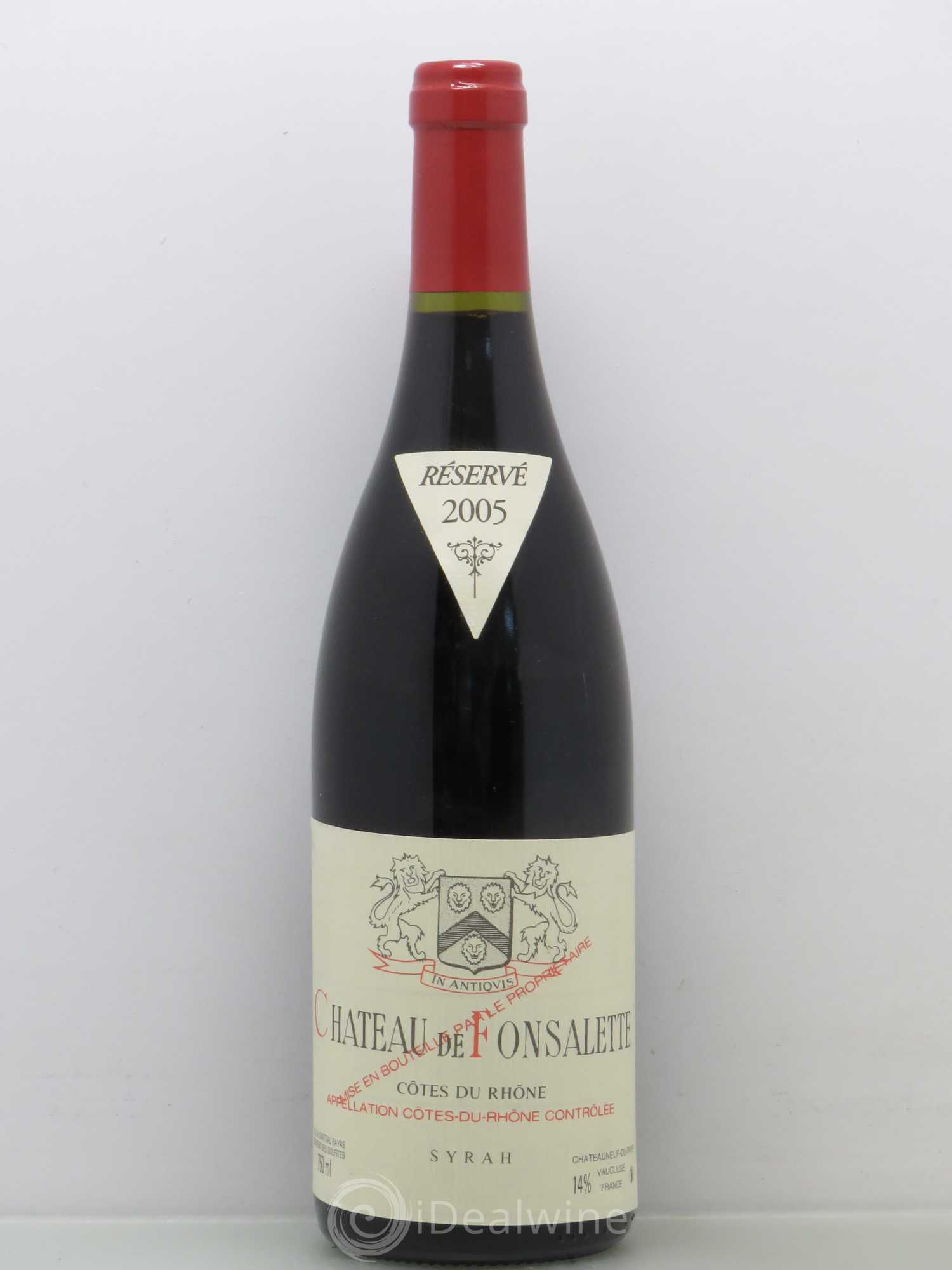 Côtes-du-Rhône Cuvée Syrah Château de Fonsalette 2005 - Lot de 1 bouteille - 0