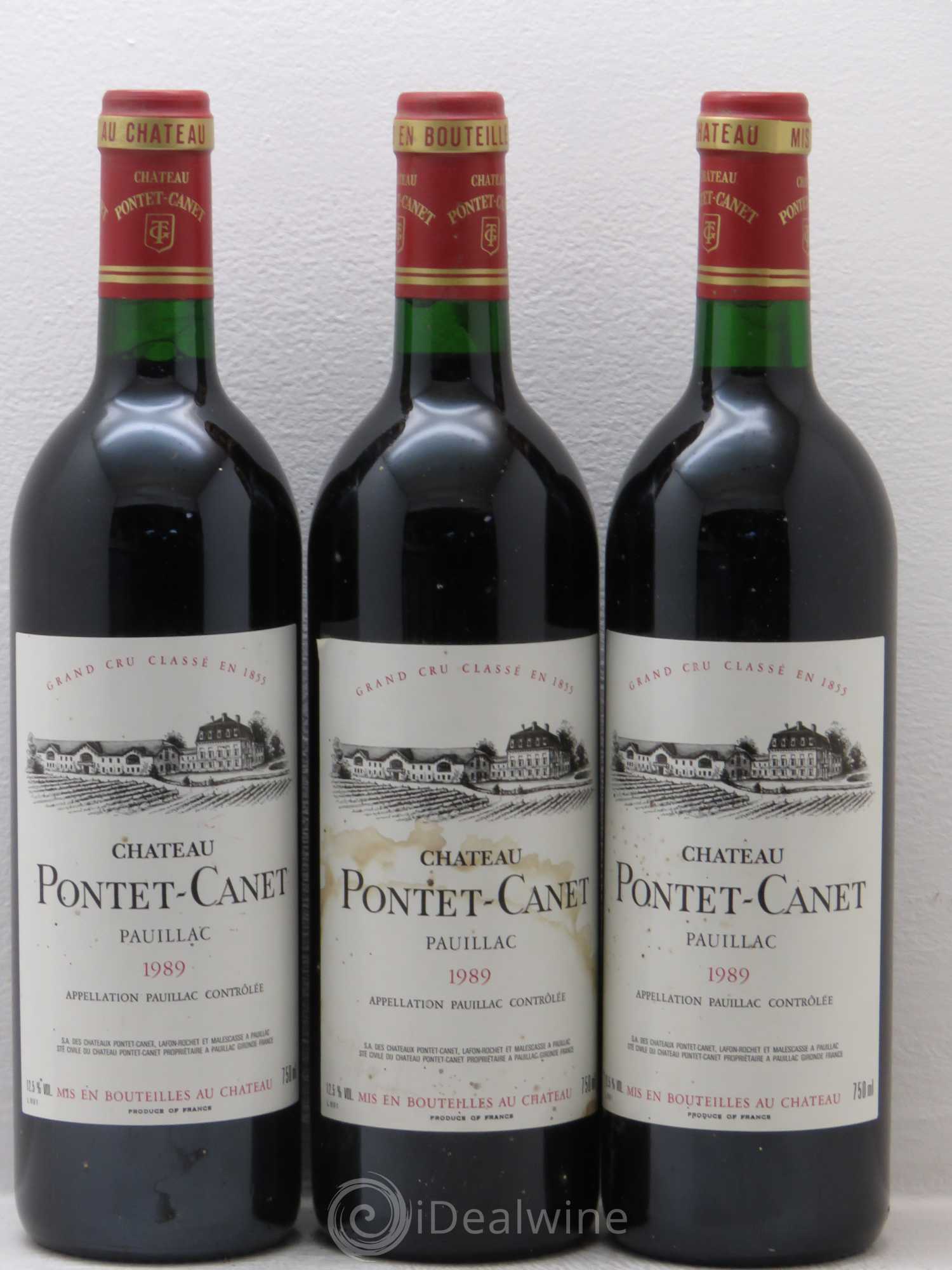 Château Pontet Canet 5ème Grand Cru Classé 1989 - Lot de 3 bouteilles - 0