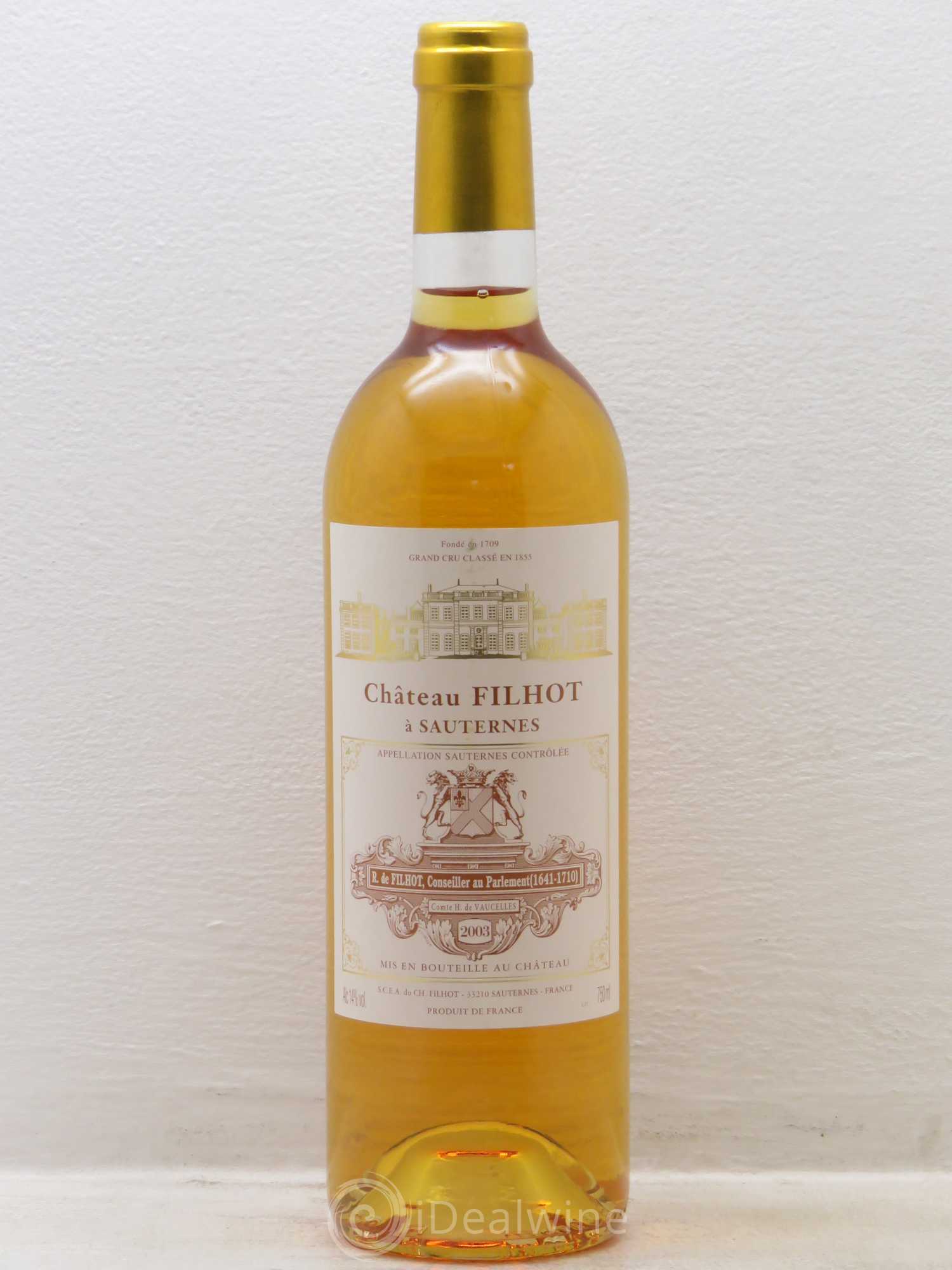 Château Filhot 2ème Grand Cru Classé 2003 - Lotto di 1 bottiglia - 0