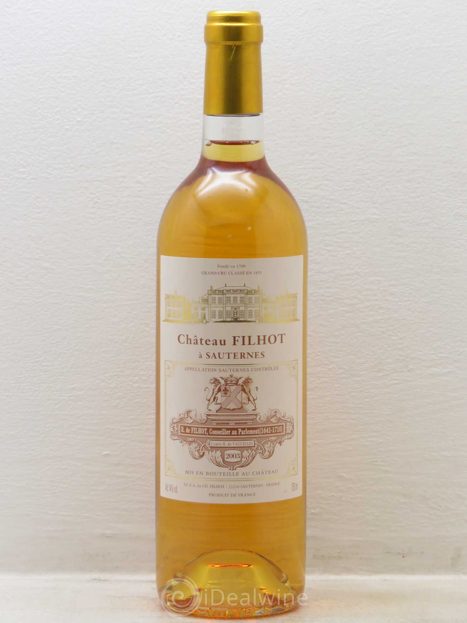 Château Filhot 2ème Grand Cru Classé 2003 - Lotto di 1 bottiglia - 0