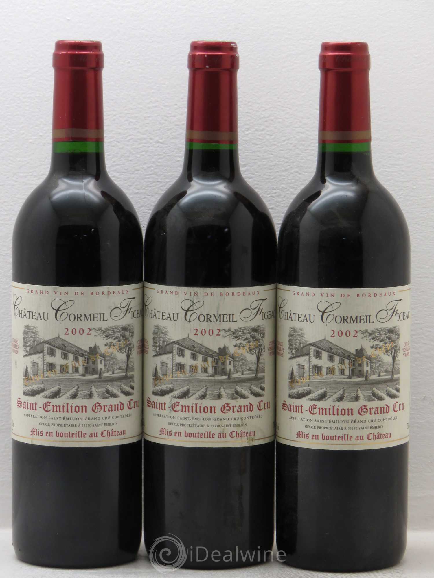 Château Cormeil Figeac Vieilles vignes 2002 - Lot de 3 bouteilles - 0
