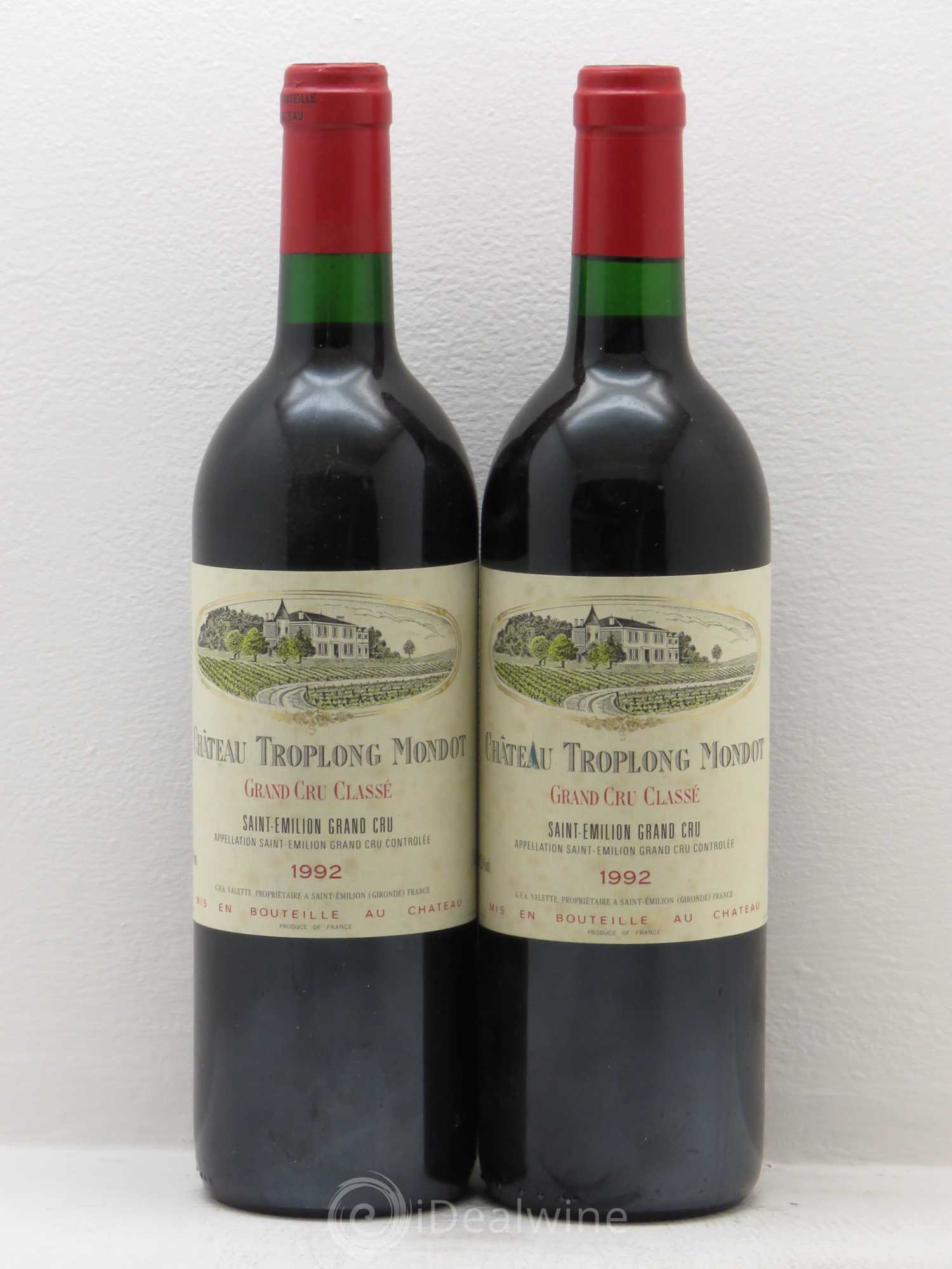 Château Troplong Mondot 1er Grand Cru Classé B 1992 - Lot de 2 bouteilles - 0