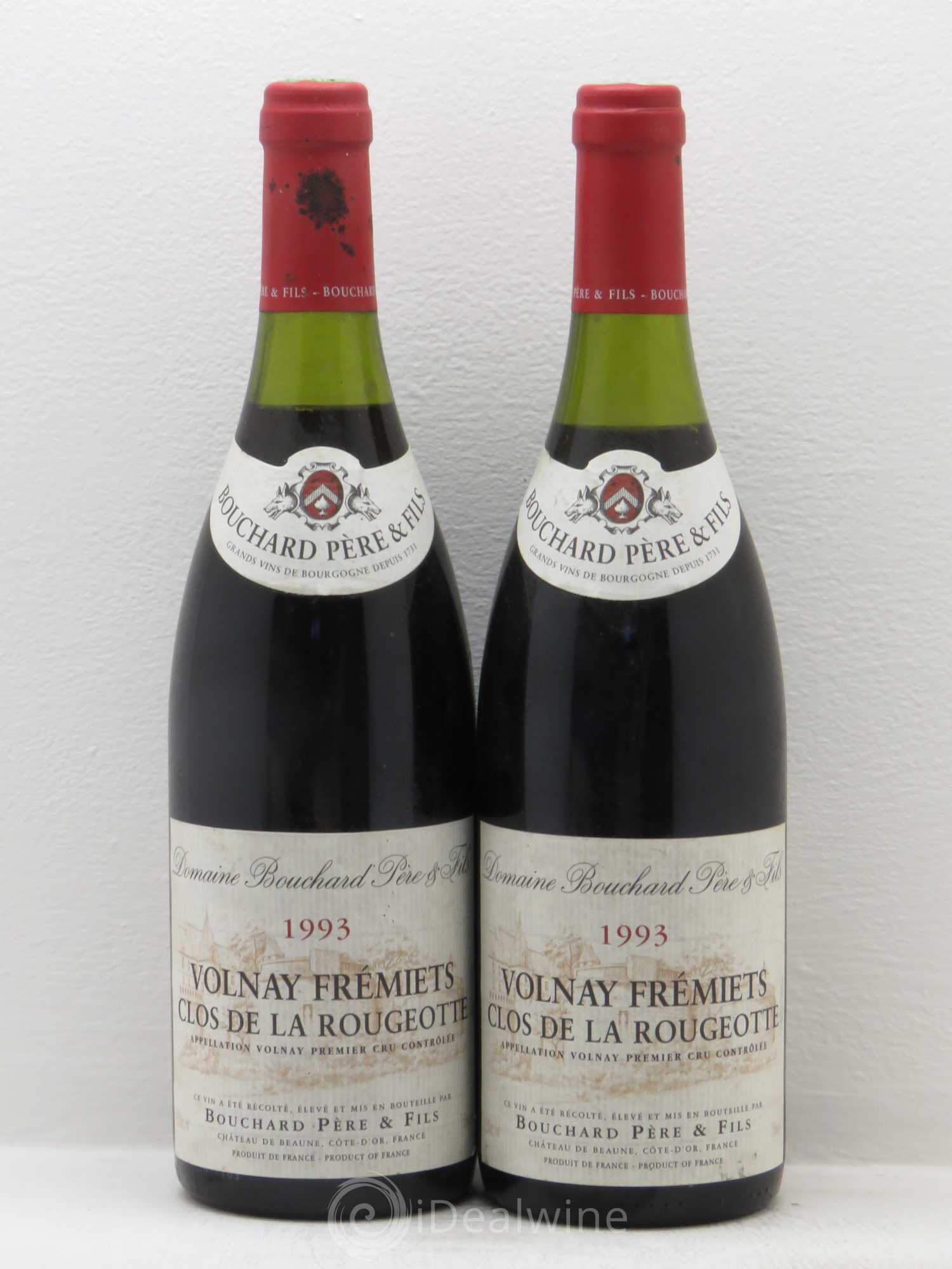 Volnay 1er Cru Frémiets - Clos de la Rougeotte Bouchard Père & Fils 1993 - Lot de 2 bouteilles - 0