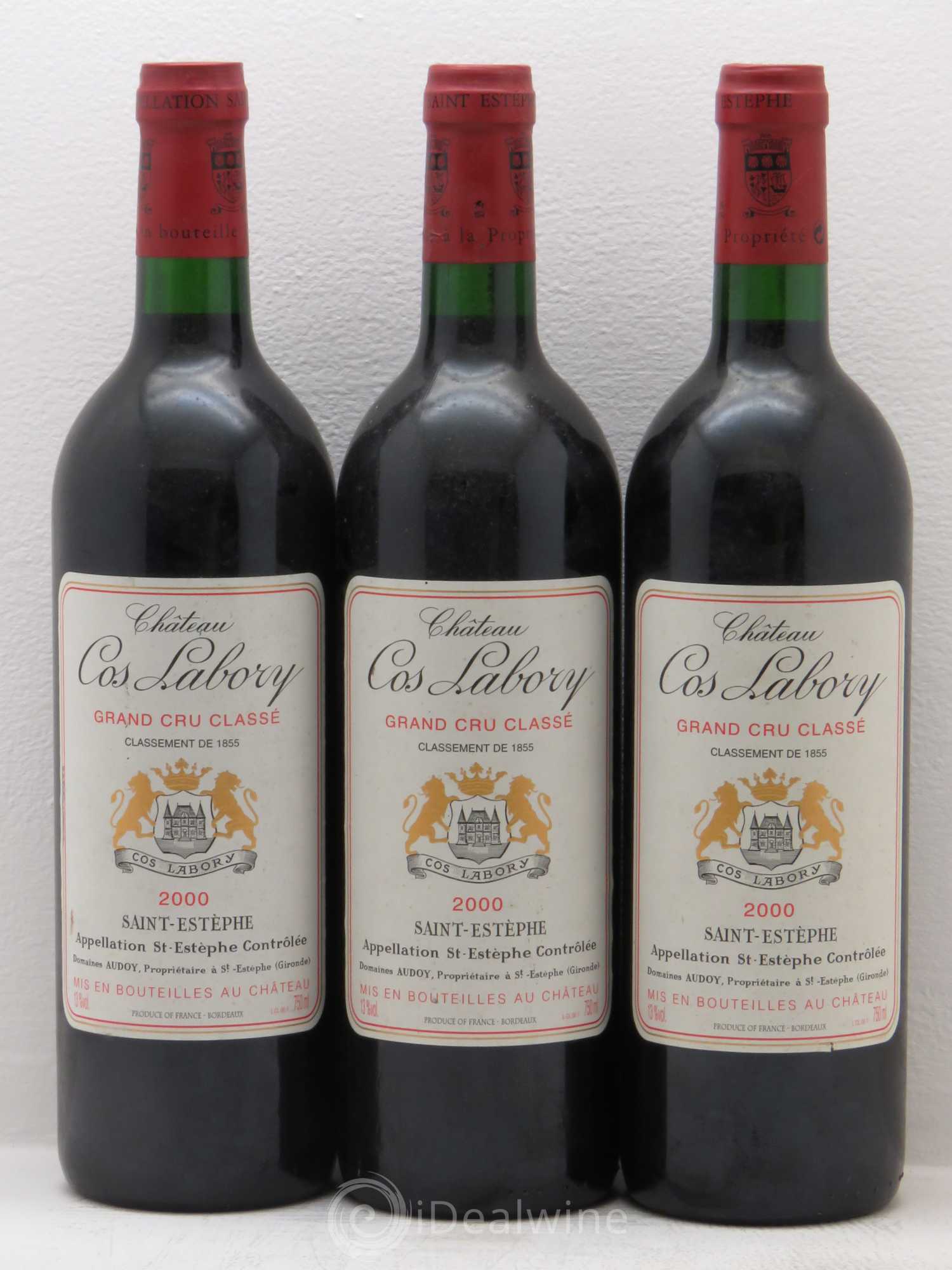 Château Cos Labory 5ème Grand Cru Classé 2000 - Lot de 3 bouteilles - 0