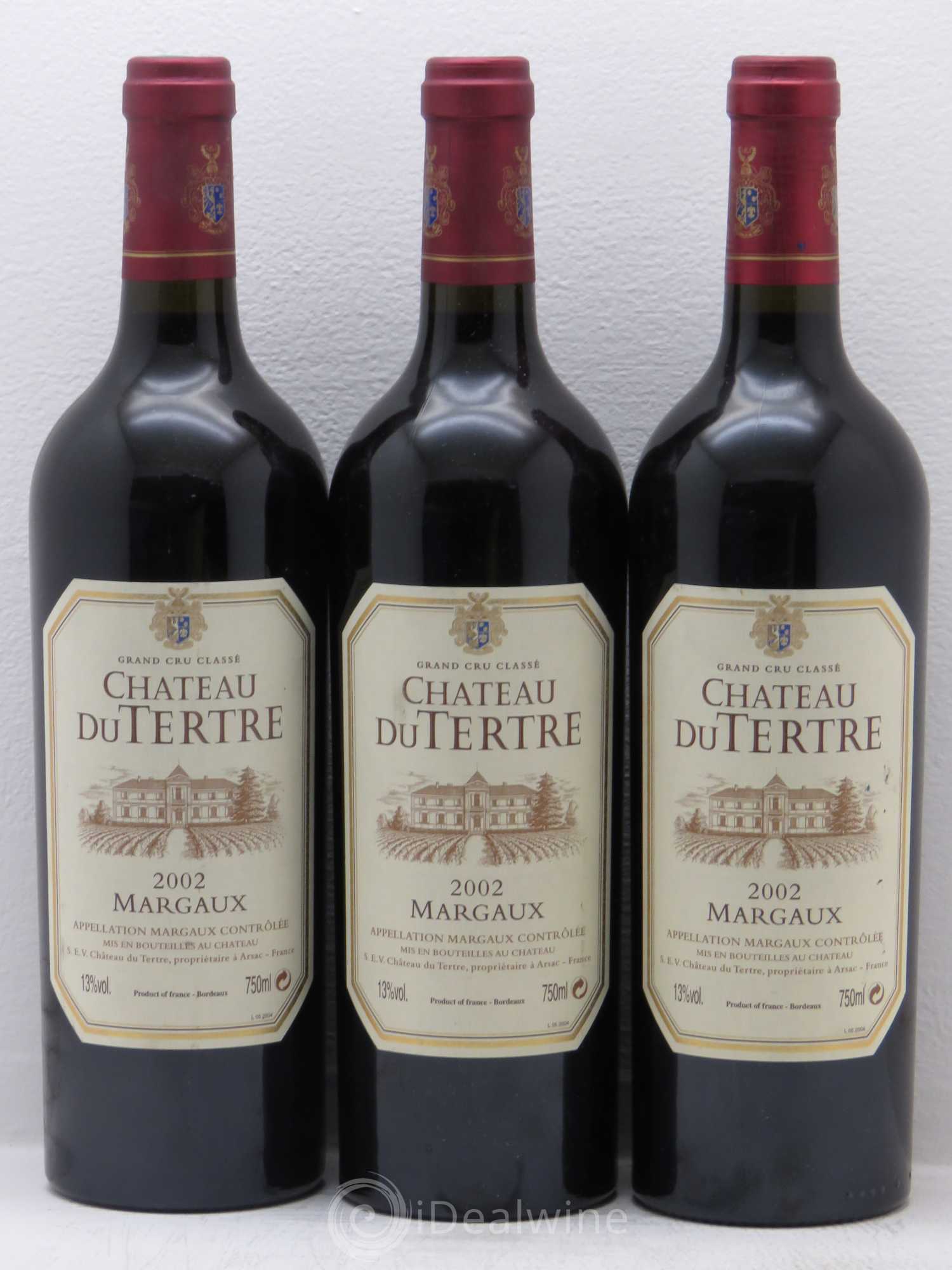 Château du Tertre 5ème Grand Cru Classé 2002 - Lot de 3 bouteilles - 0