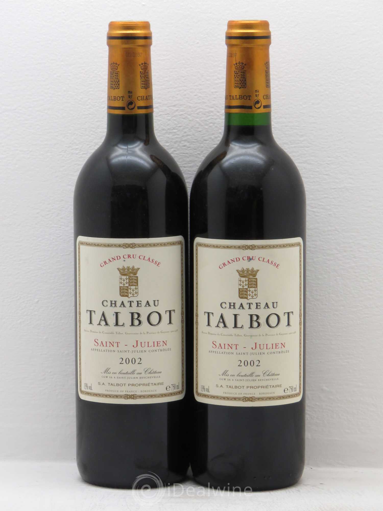 Château Talbot 4ème Grand Cru Classé 2002 - Lot de 2 bouteilles - 0