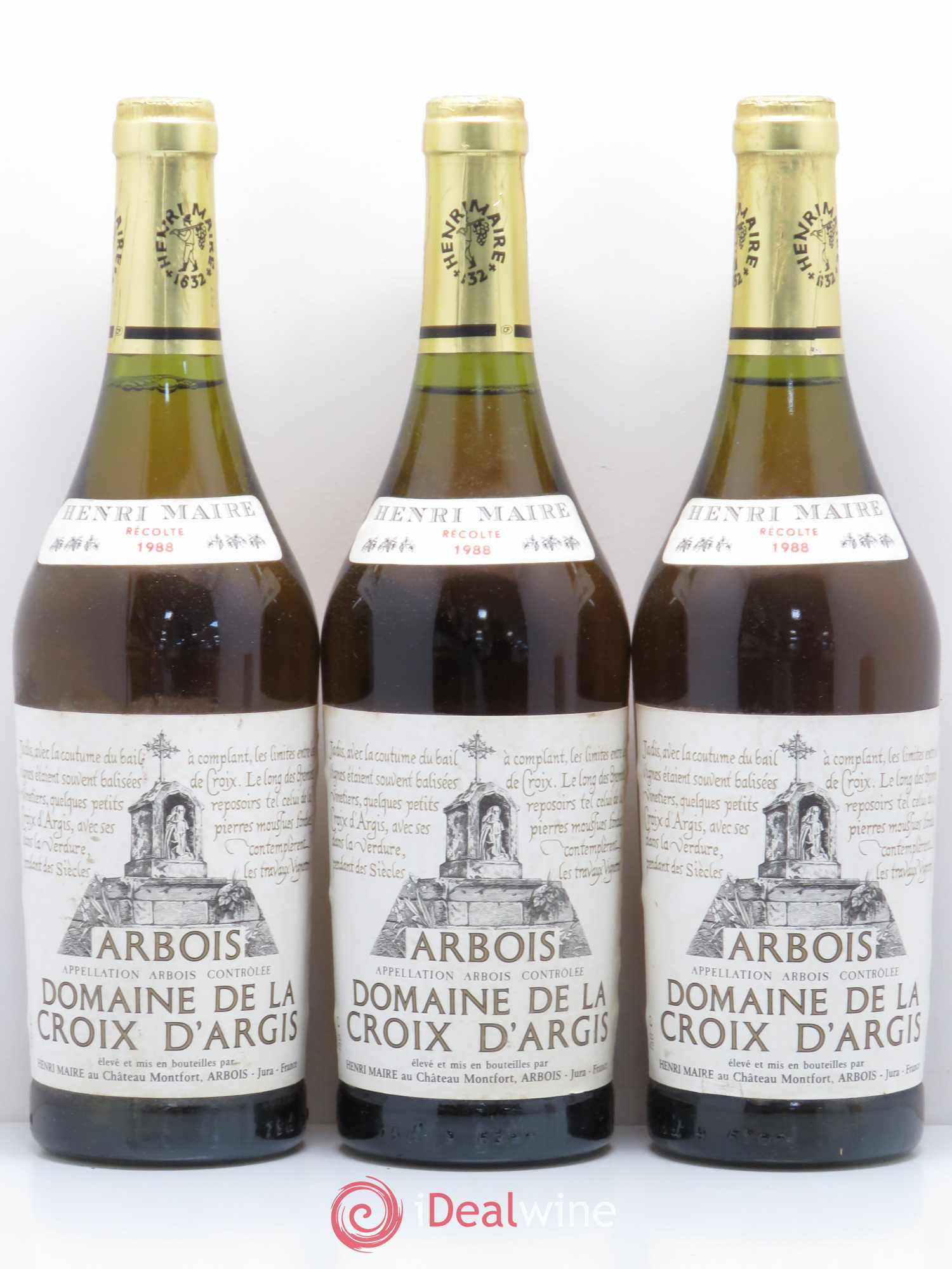 Arbois Domaine de La Croix d'Argis Henri Maire 1988 - Posten von 3 Flaschen - 0