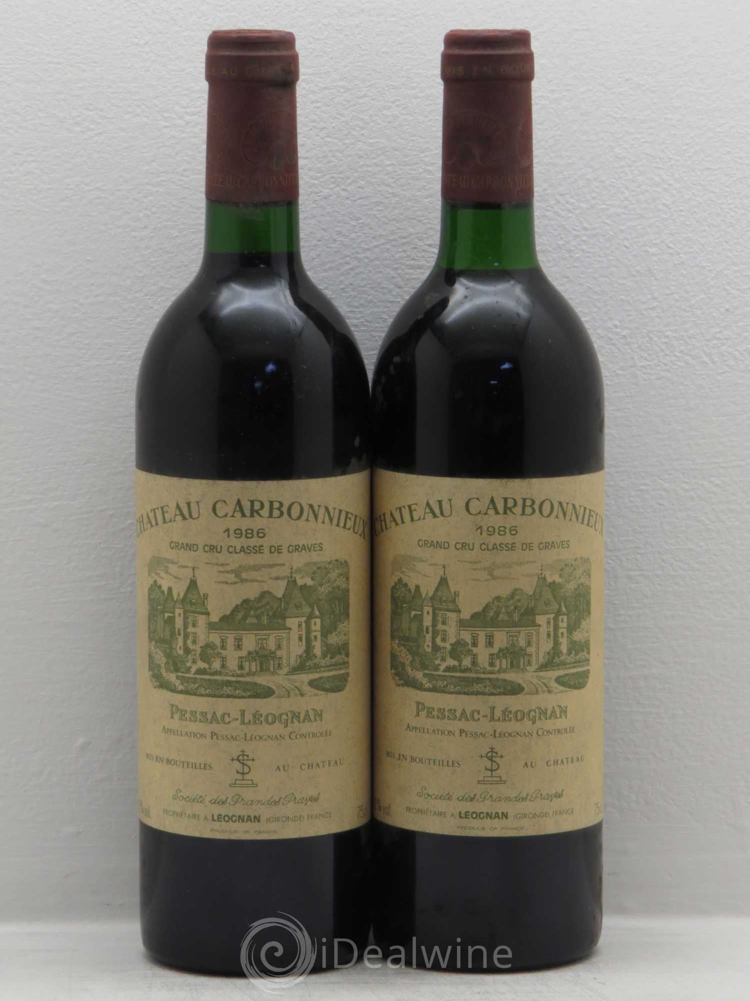 Château Carbonnieux Cru Classé de Graves 1986 - Lot de 2 bouteilles - 0
