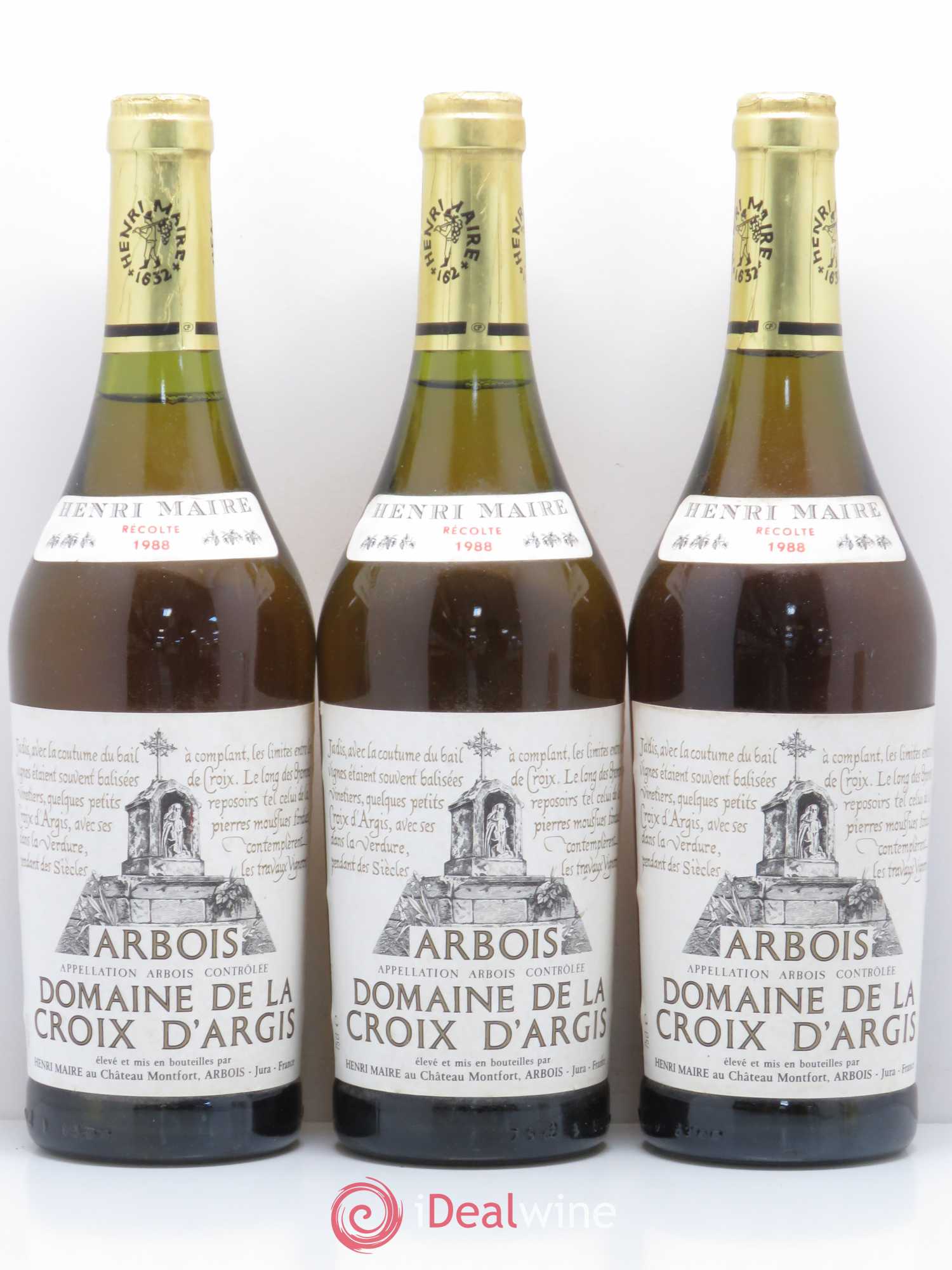 Arbois Domaine de La Croix d'Argis Henri Maire 1988 - Posten von 3 Flaschen - 0