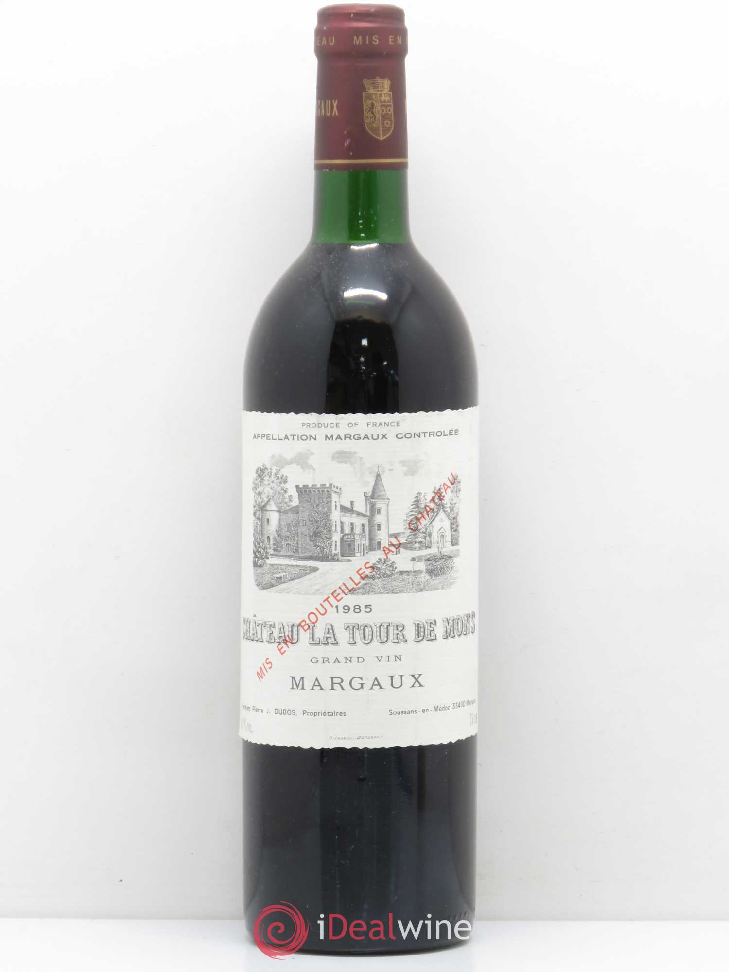 Château la Tour de Mons Cru Bourgeois 1985 - Lot de 1 bouteille - 0