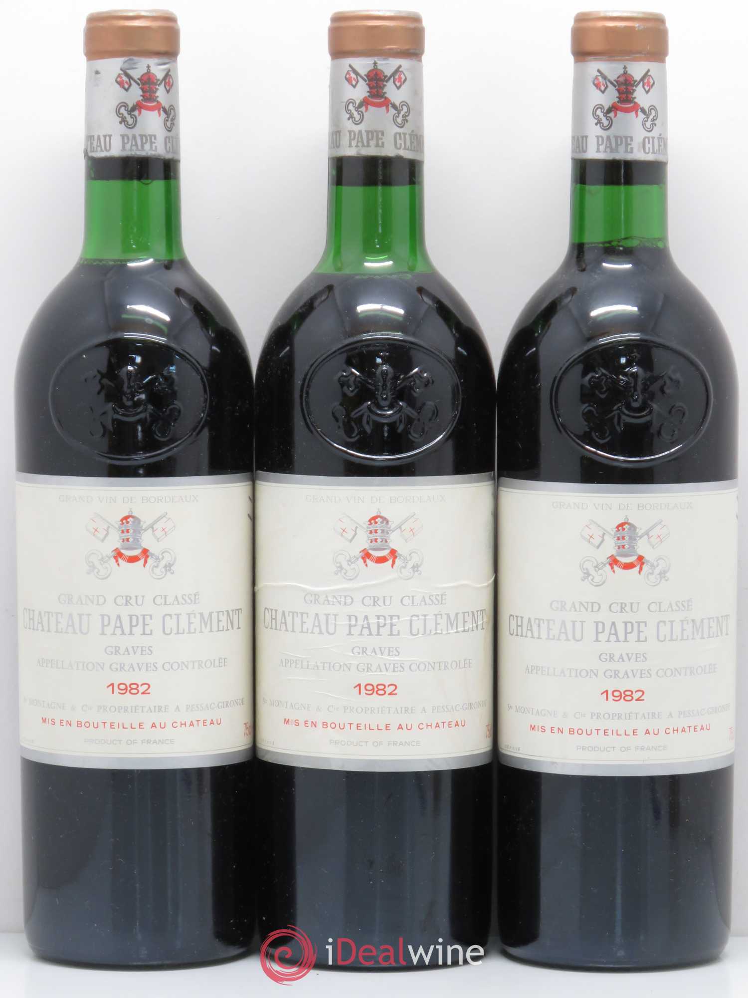 Château Pape Clément Cru Classé de Graves 1982 - Lot de 3 bouteilles - 0