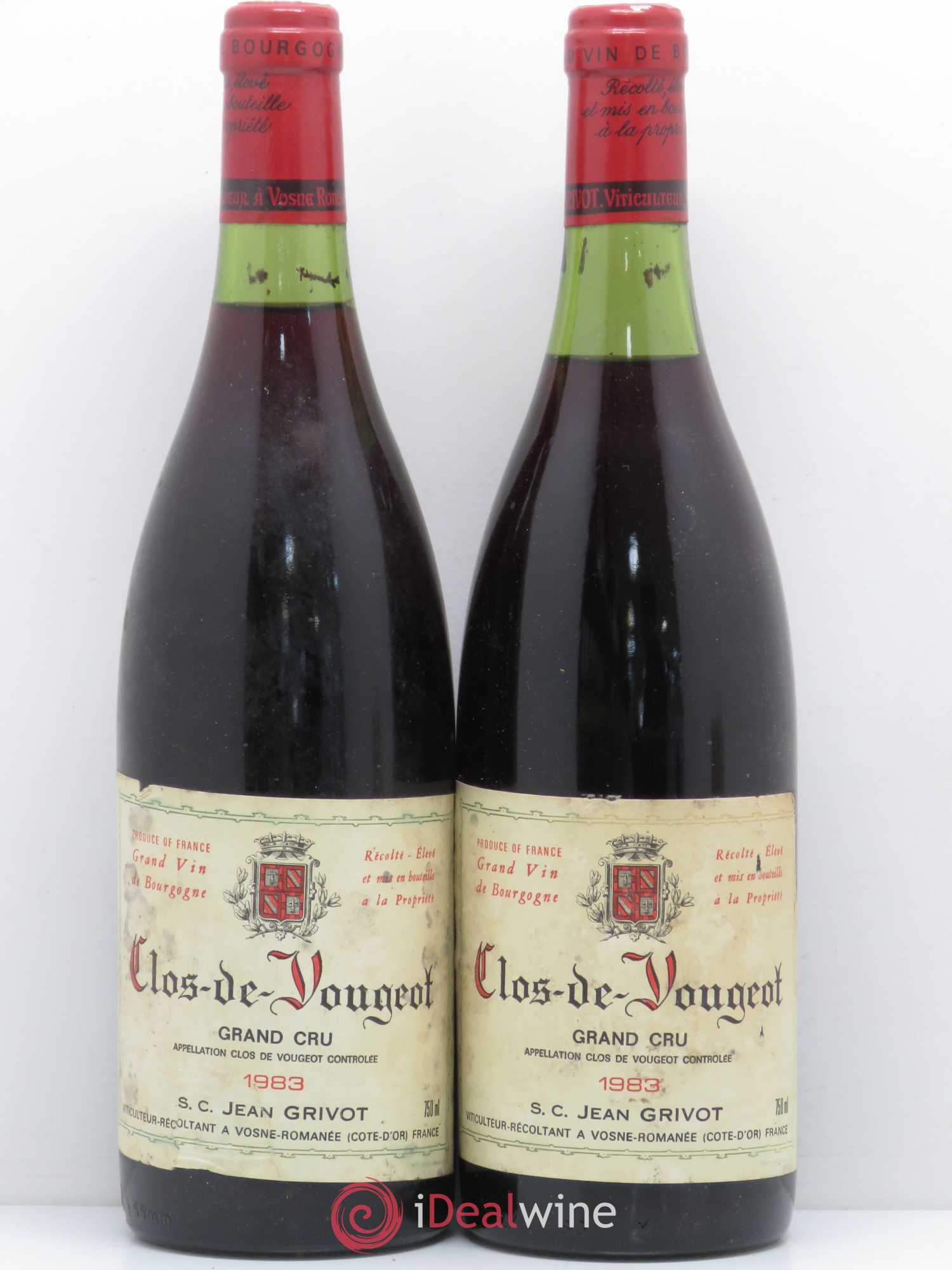 Clos de Vougeot Grand Cru Jean Grivot 1983 - Lot de 2 bouteilles - 0