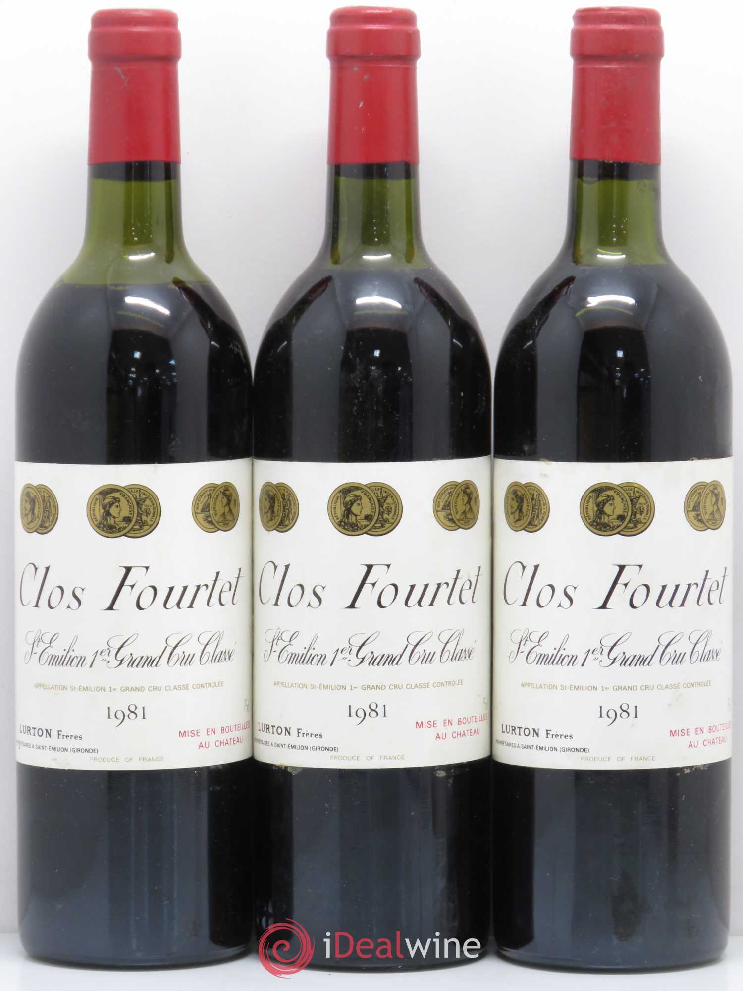 Clos Fourtet 1er Grand Cru Classé B 1981 - Lot de 3 bouteilles - 0